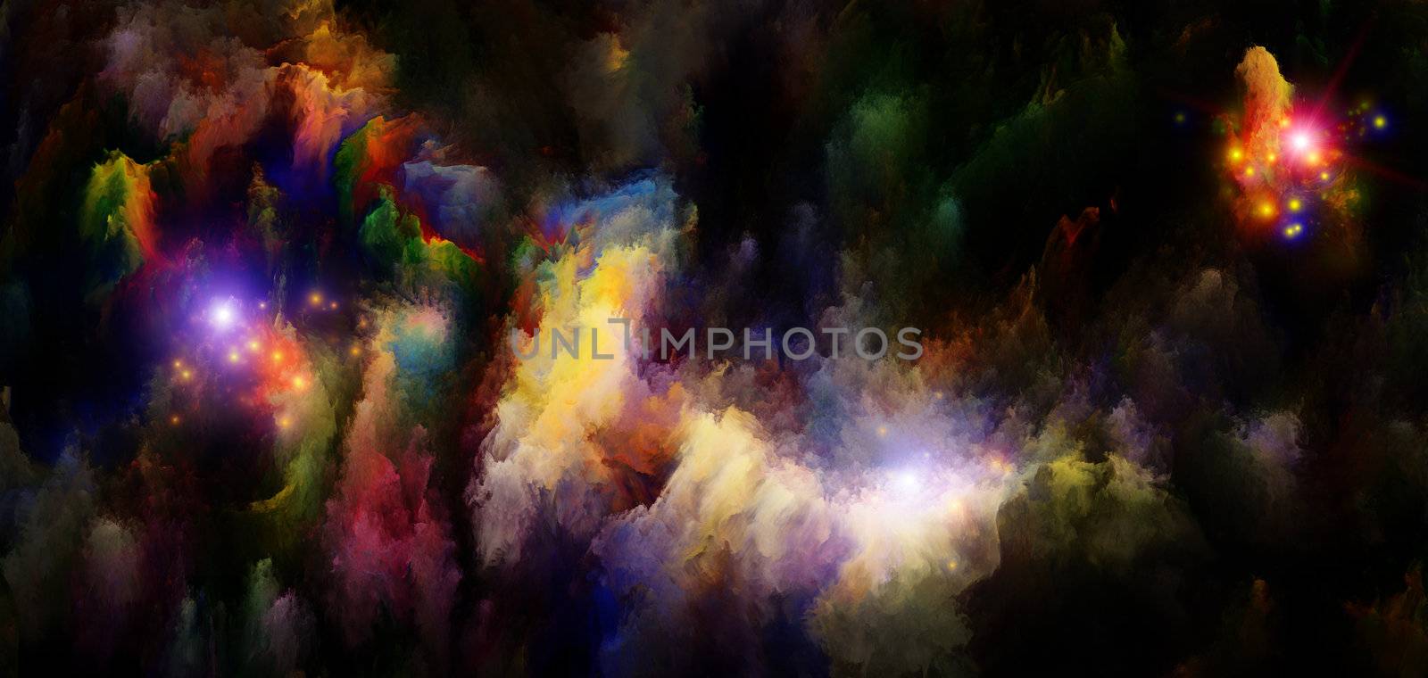 Never Worlds series. Backdrop of  colorful dimensional fractal worlds to complement your design on the subject of fantasy, dreams, creativity,  imagination and art