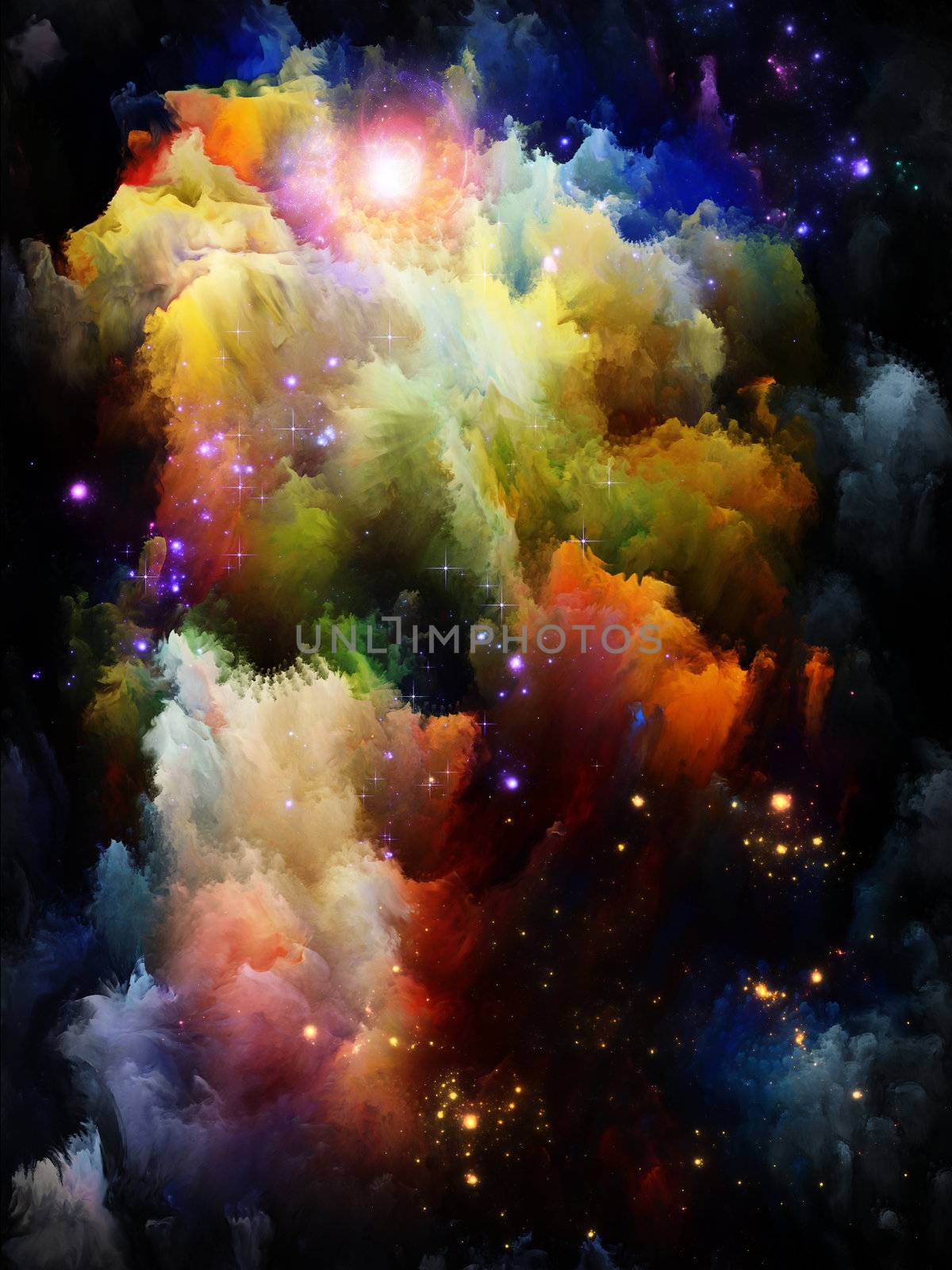 Never Worlds series. Abstract design made of colorful dimensional fractal worlds on the subject of fantasy, dreams, creativity,  imagination and art