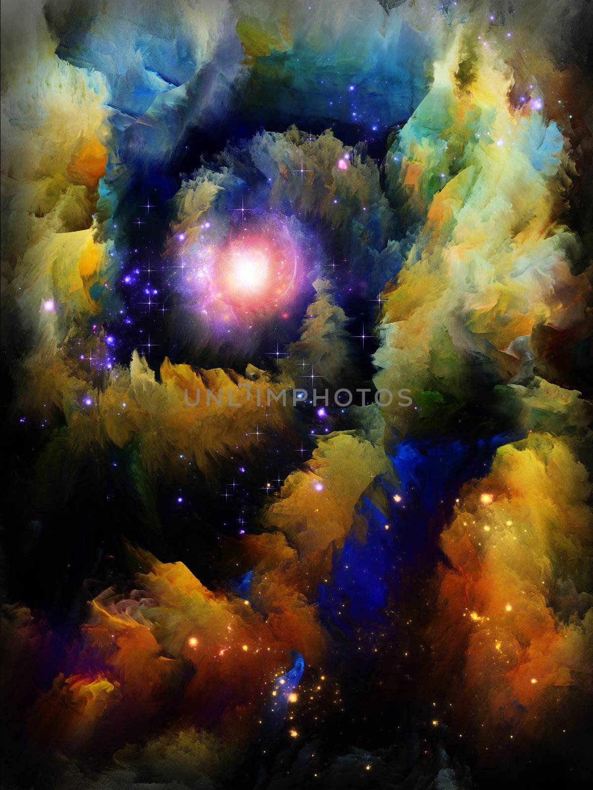 Never Worlds series. Abstract design made of colorful dimensional fractal worlds on the subject of fantasy, dreams, creativity,  imagination and art