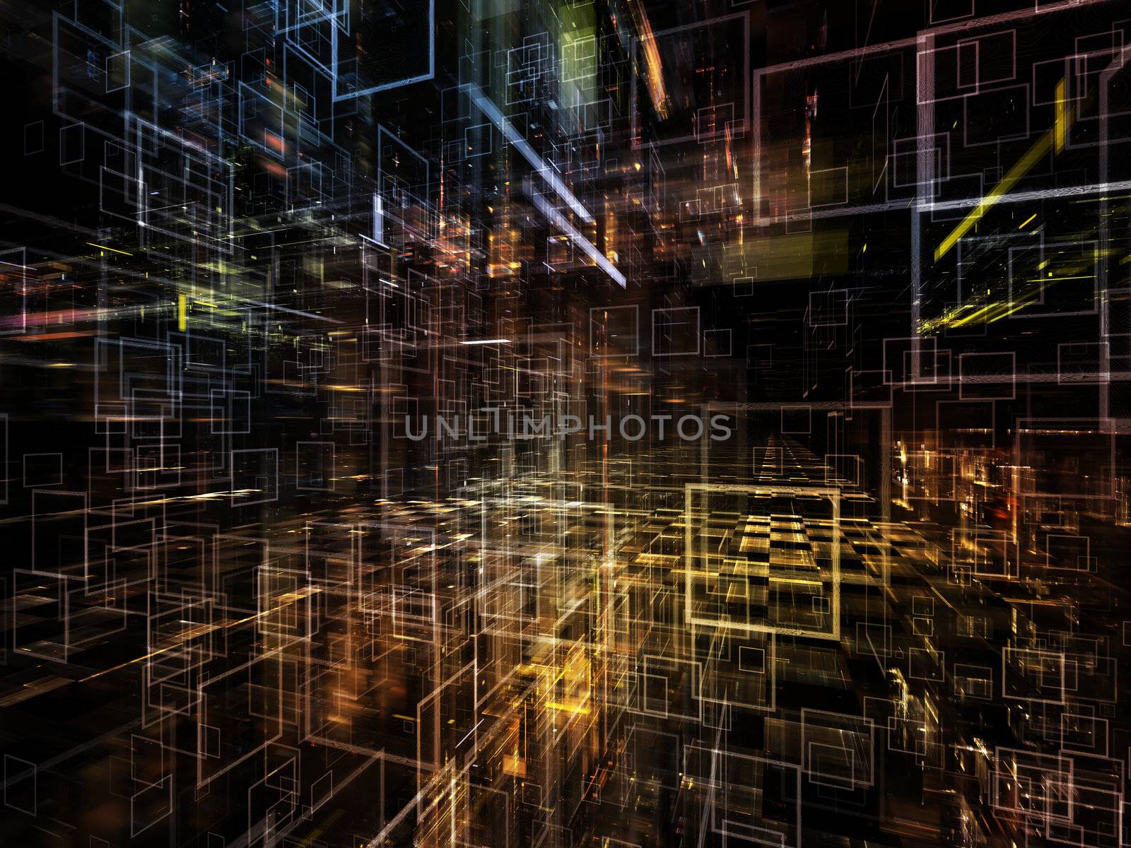 Digital Perspectives series. Background composition of  light grids and fractal elements to complement your layouts on the subject of business, science, education and technology