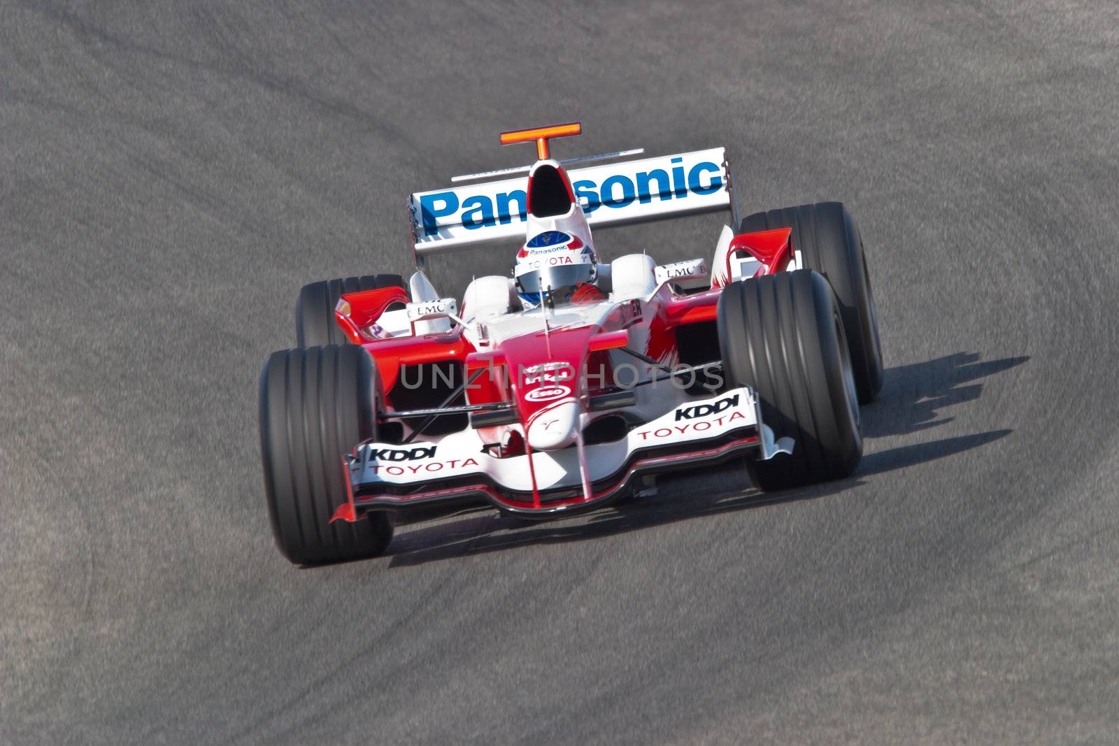 JEREZ DE LA FRONTERA, SPAIN - JUN 22: Olivier Panis of Toyota F1 races on training session on  June 22 , 2005, in Jerez de la Frontera , Spain