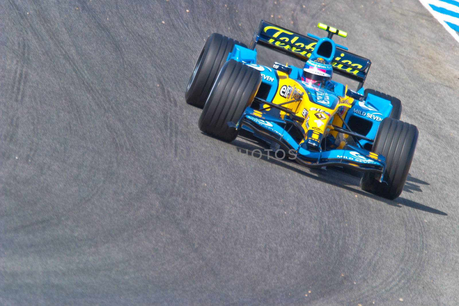 JEREZ DE LA FRONTERA, SPAIN - JUN 22: Franck Montagny of Renault F1 races on training session on  June 22 , 2005, in Jerez de la Frontera , Spain