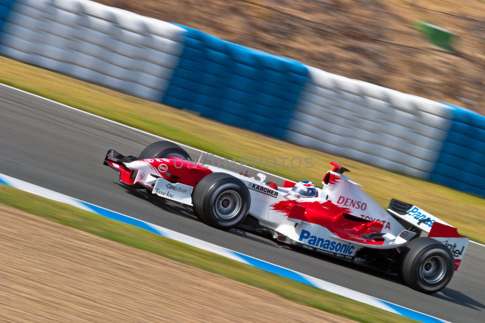 JEREZ DE LA FRONTERA, SPAIN - JUN 22: Olivier Panis of Toyota F1 races on training session on  June 22 , 2005, in Jerez de la Frontera , Spain