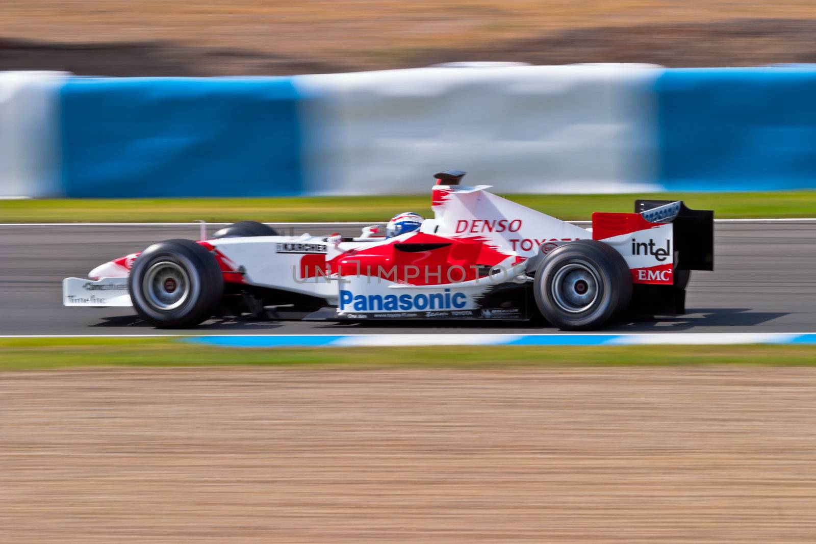 JEREZ DE LA FRONTERA, SPAIN - JUN 22: Olivier Panis of Toyota F1 races on training session on  June 22 , 2005, in Jerez de la Frontera , Spain