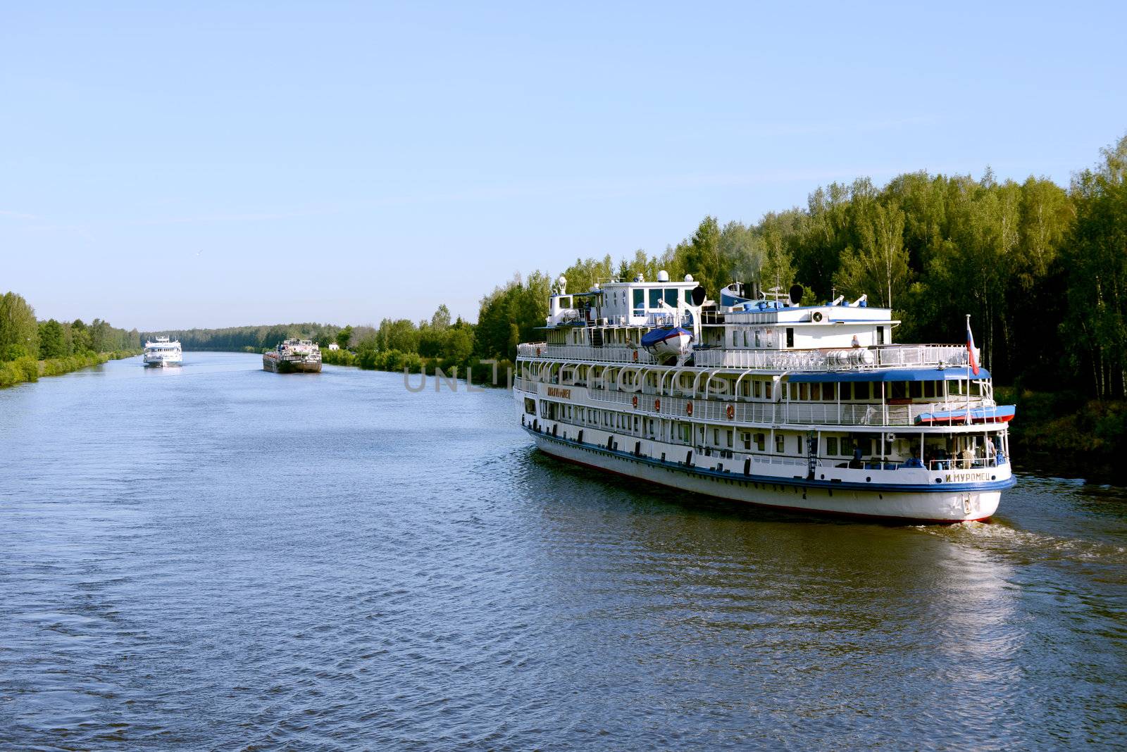 Moscow canal, Russia. Cruise ship in moscow canal - July 2012.