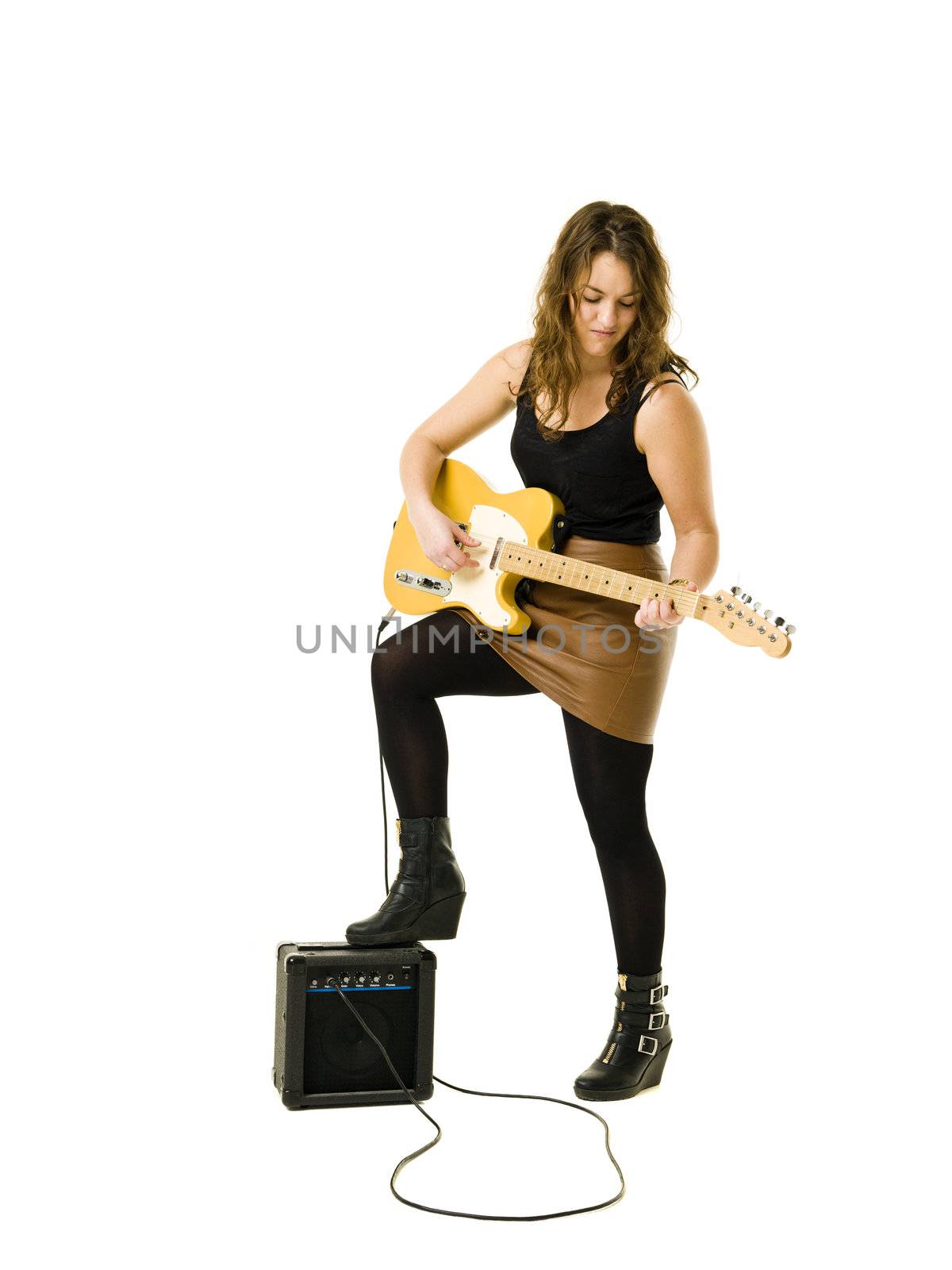 Woman playing guitar by gemenacom