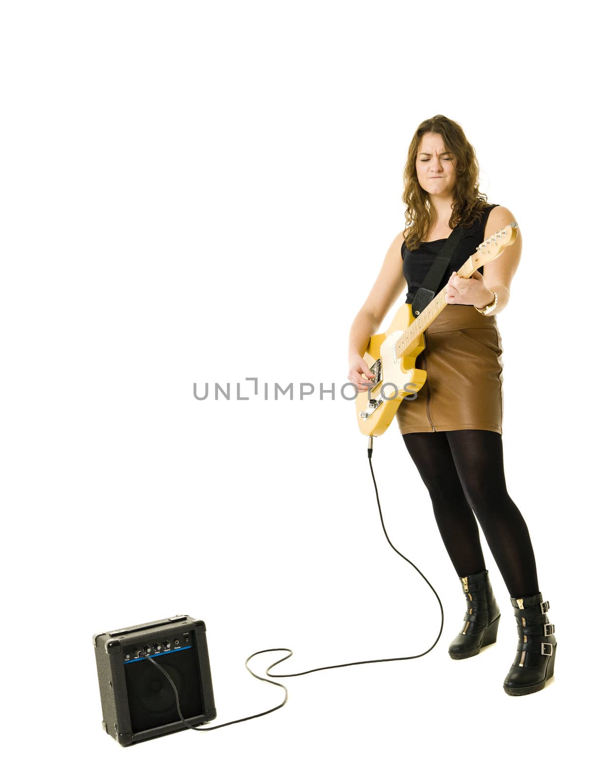 Woman playing guitar by gemenacom