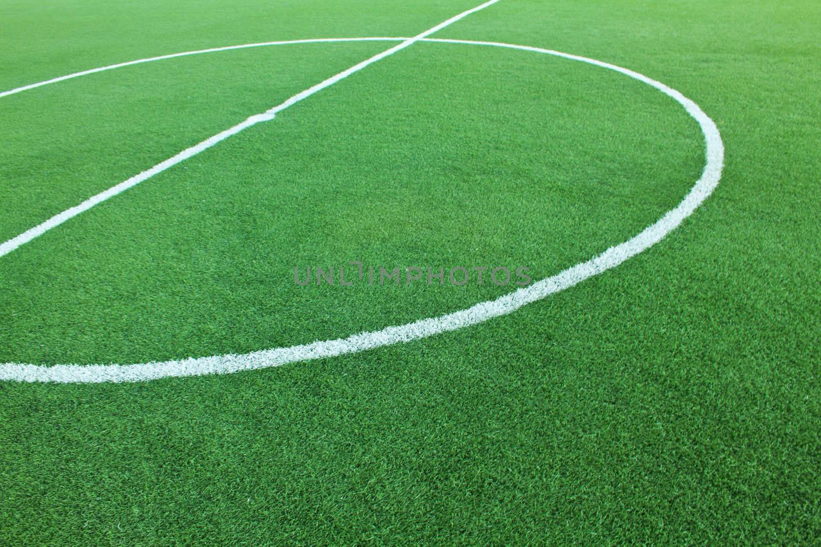 Artificial grass soccer field for background