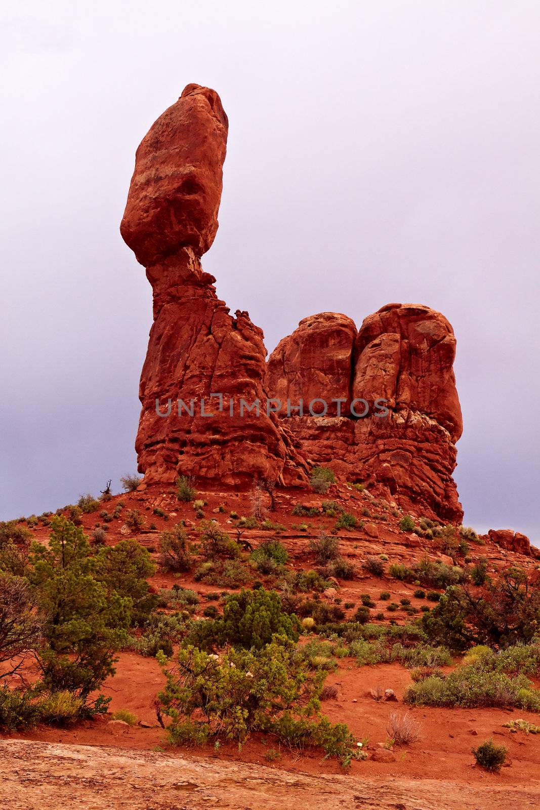 Balanced Rock; Red Desert, Arches National Park, Utah, USA