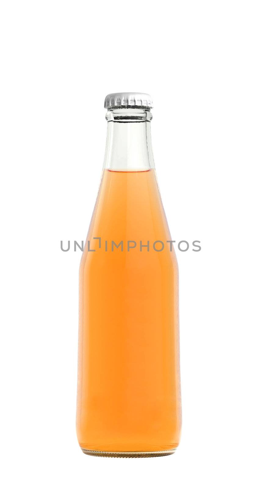 Orange juice drink in glass bottle