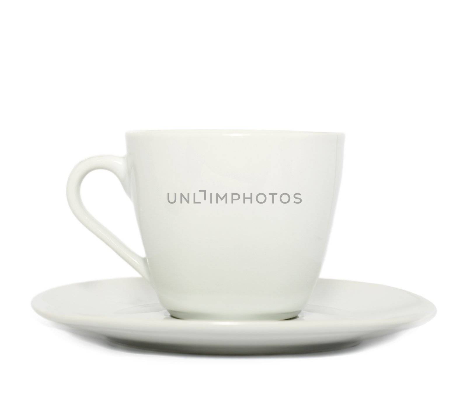 Cup and saucer on white background by ozaiachin