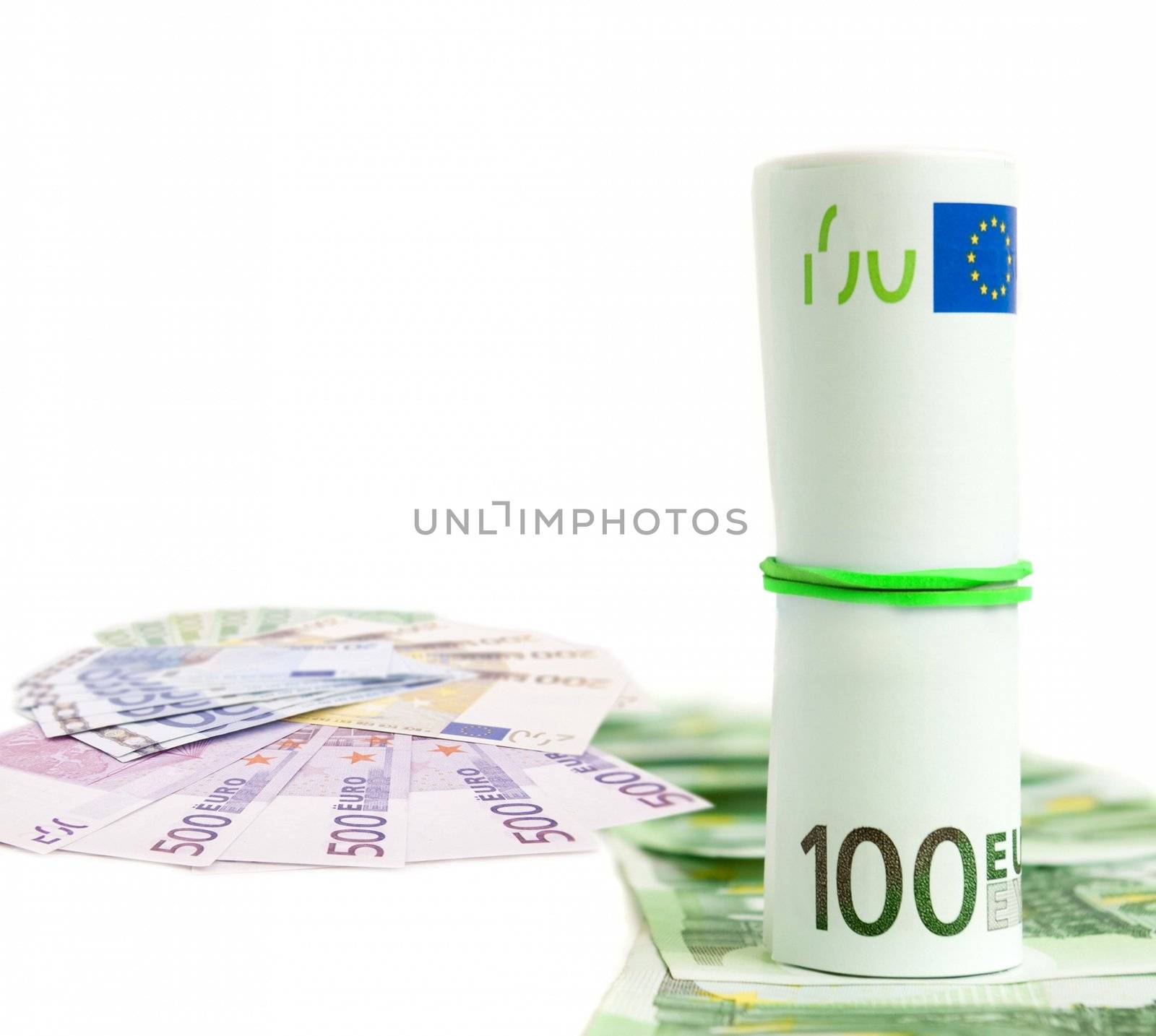 rolled pack of 100 euros