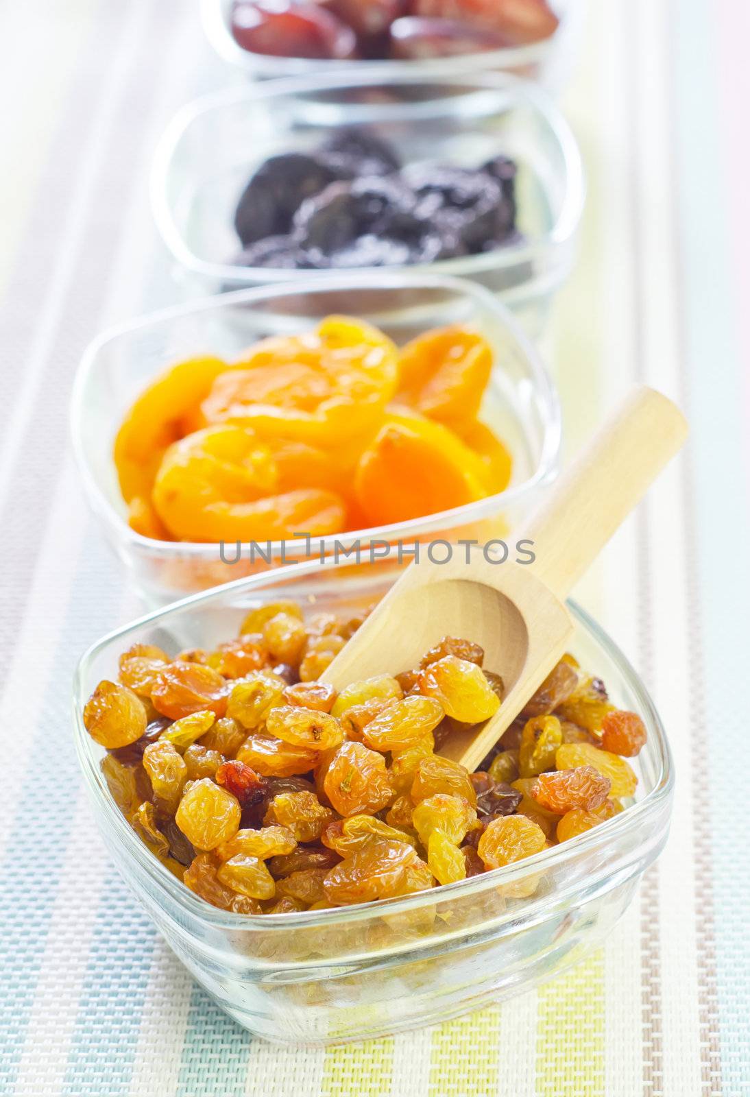 dried apricots, raisins and dates by tycoon