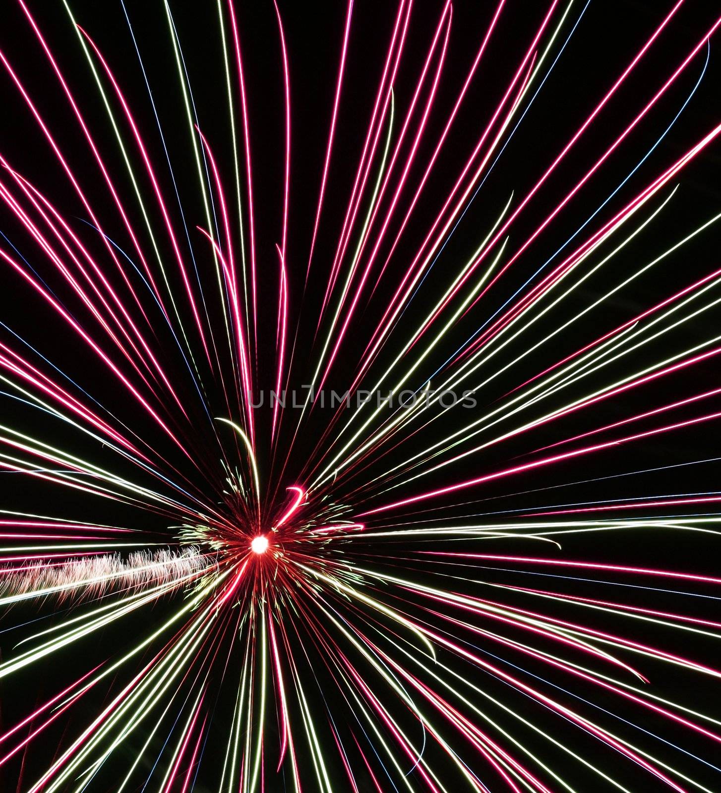 fireworks,colored splashes of light against a dark background