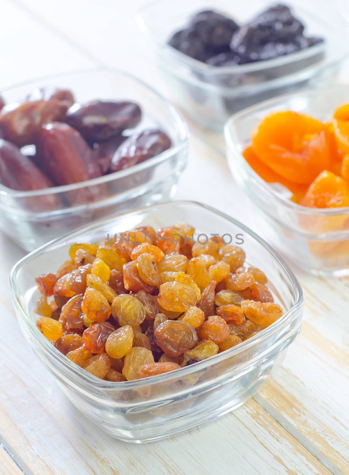 dried apricots, raisins and dates by tycoon