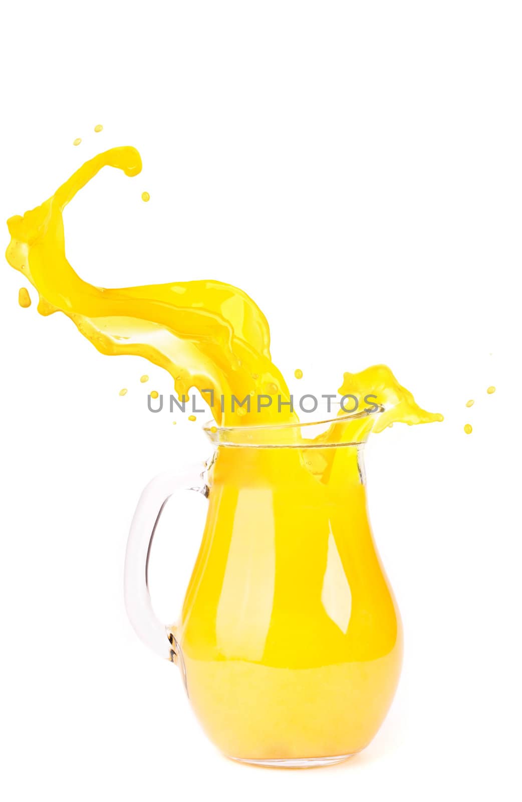 orange juice splash isolated on white by ozaiachin