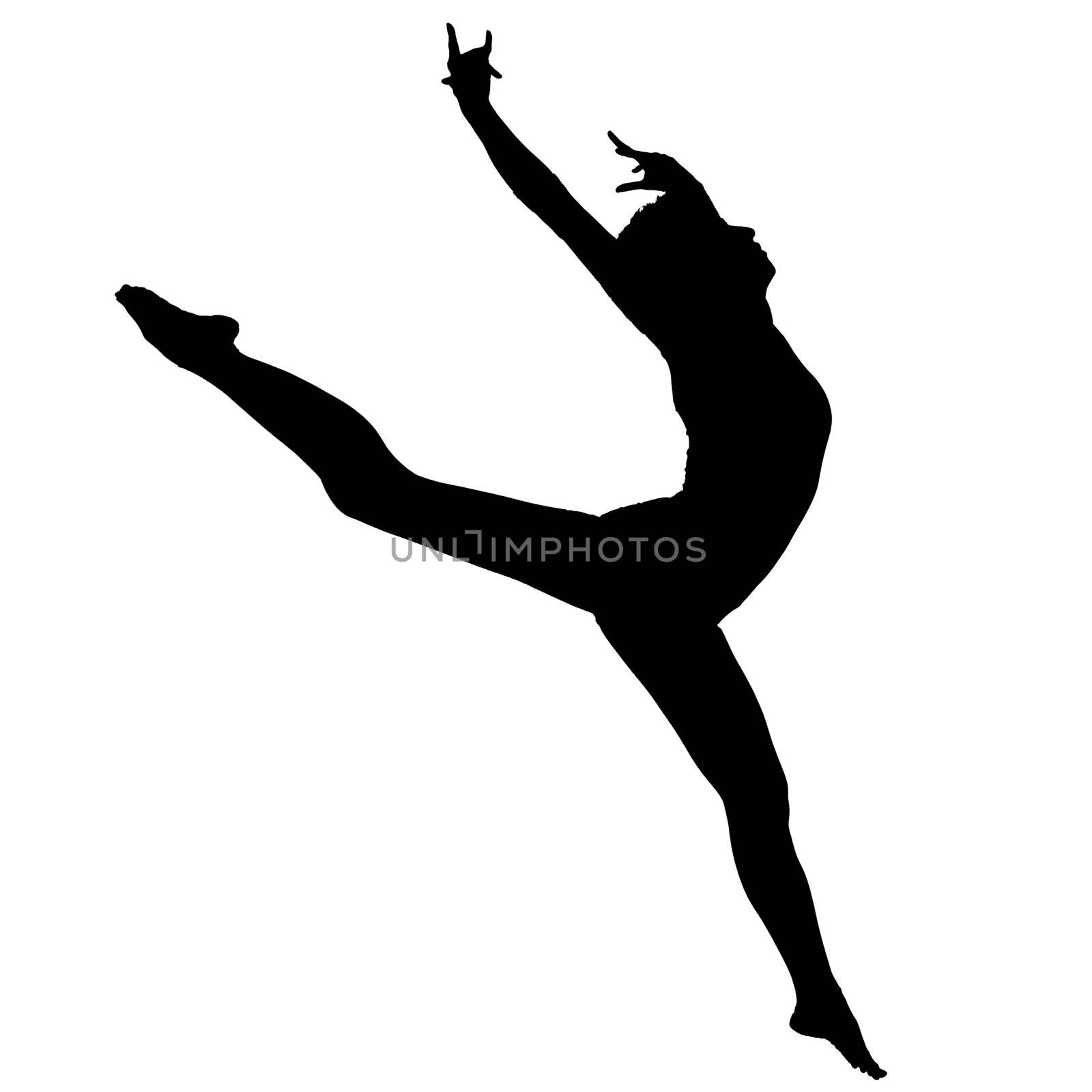 Black silhouette the ballerina on a white background