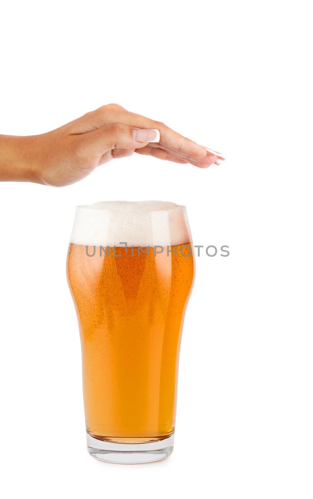 hand reject a glass of beer - concept stop alcoholism by ozaiachin