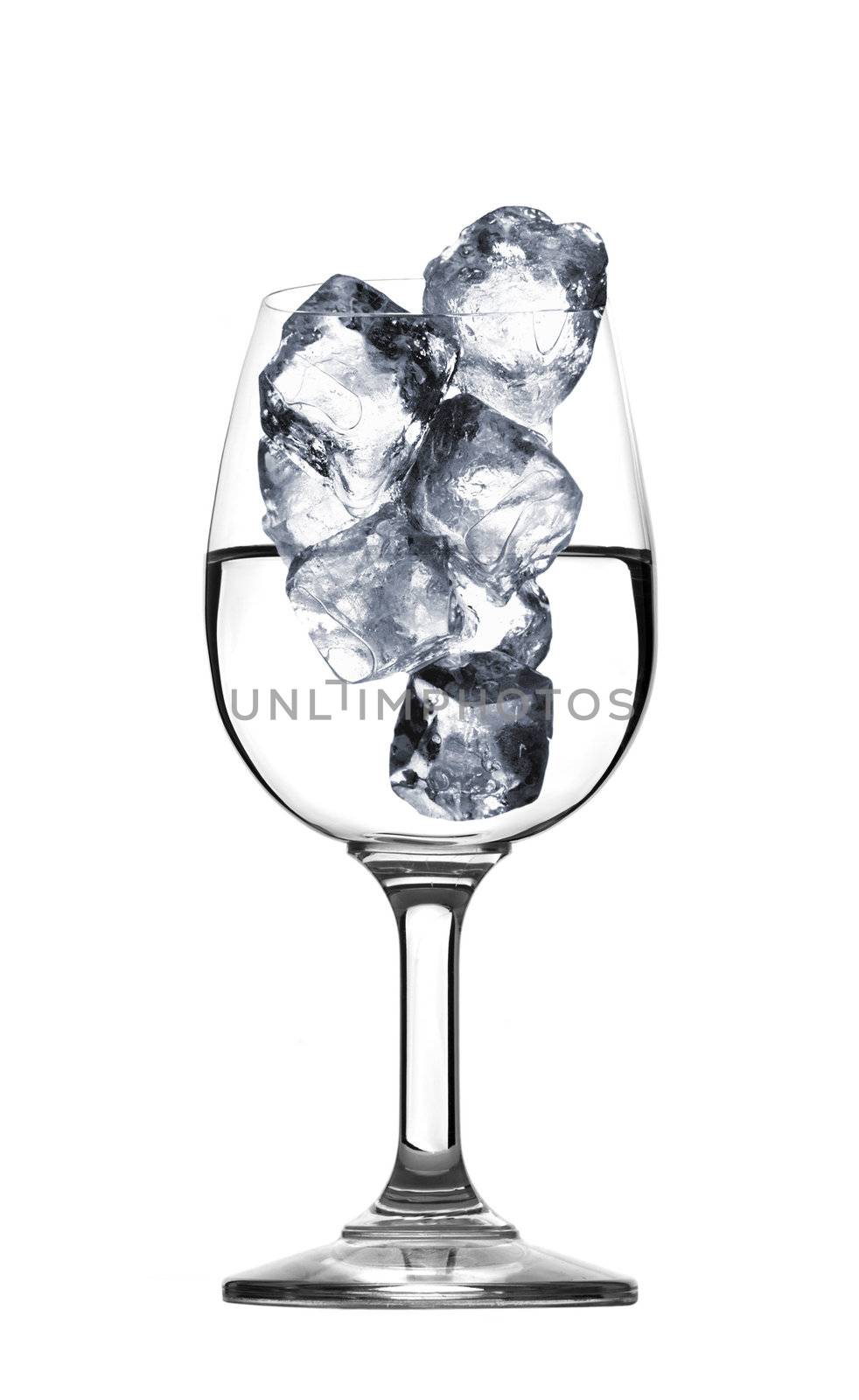 fresh water in glass with ice cubes by ozaiachin