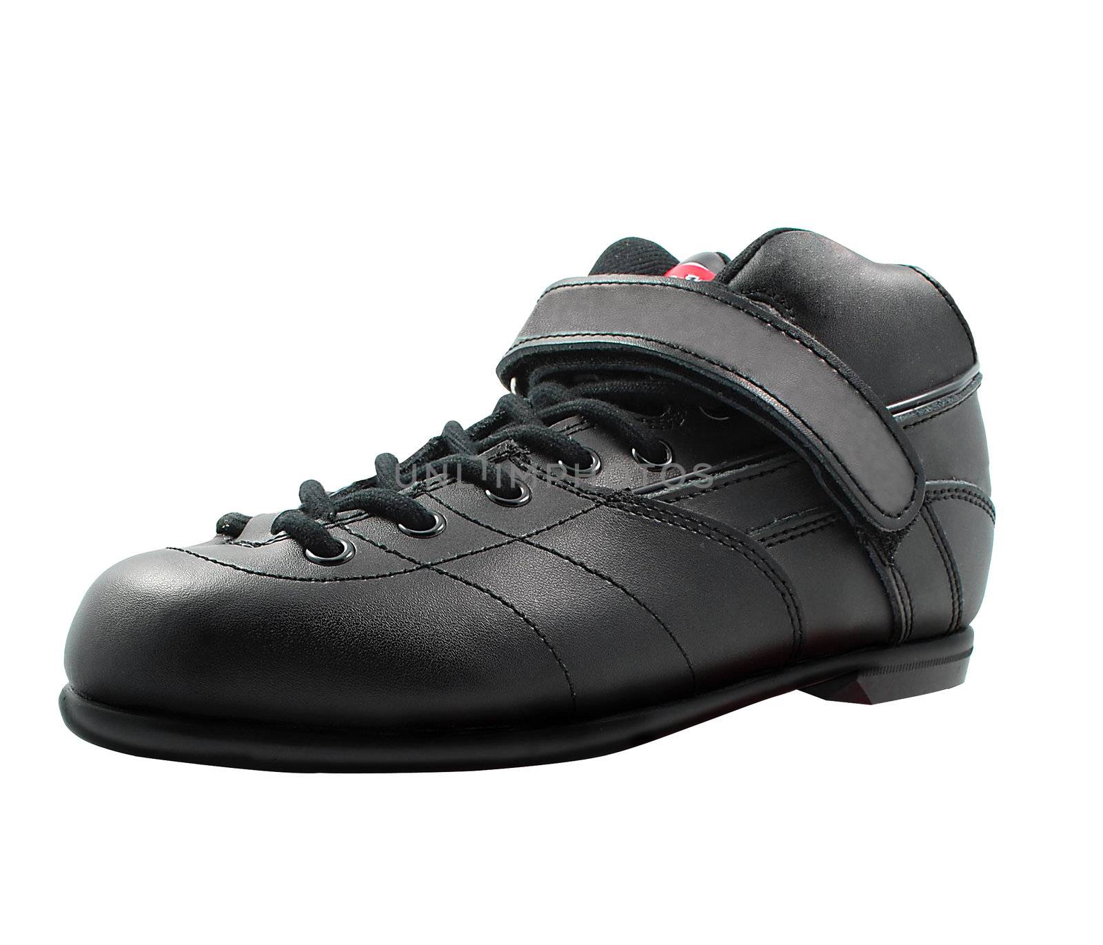 black lace-up shoe made of leather