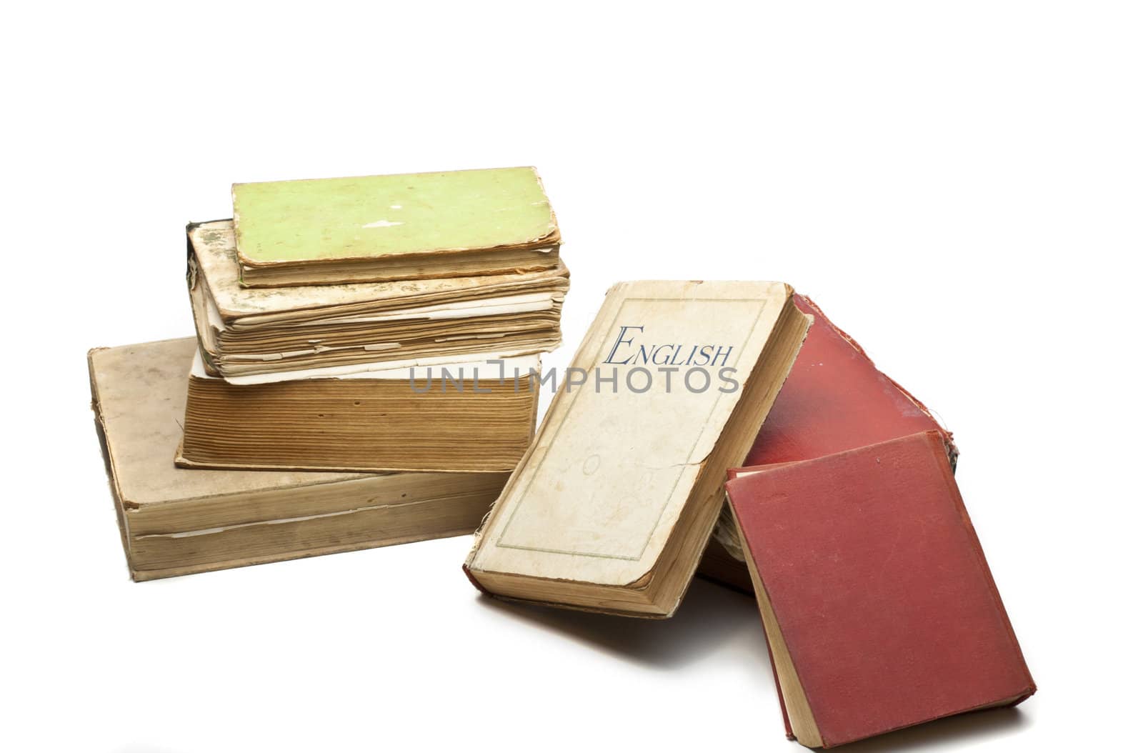 stack of vintage books, isolated on white background by ozaiachin