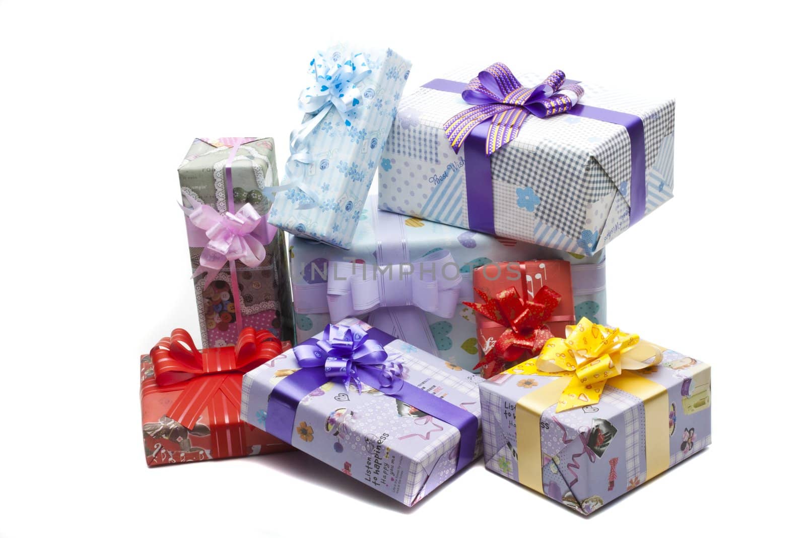 Colorful gifts box isolated by ozaiachin
