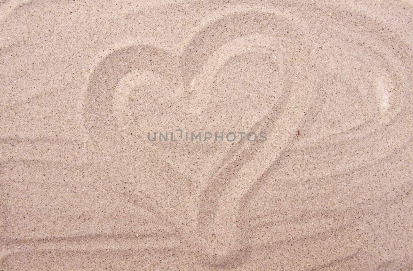 heart drawing on sea sand