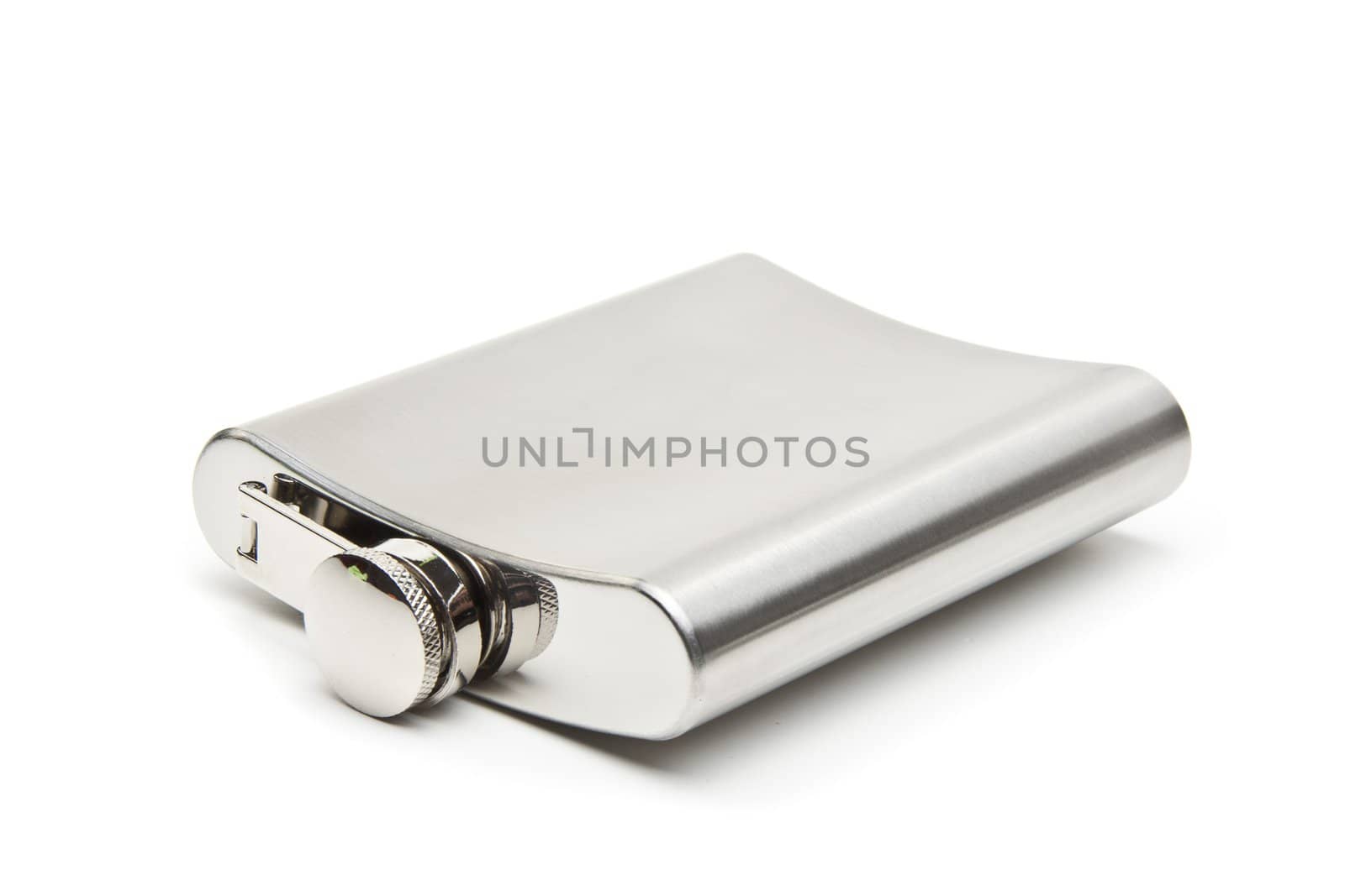 Stainless hip flask with pattern isolated on white background