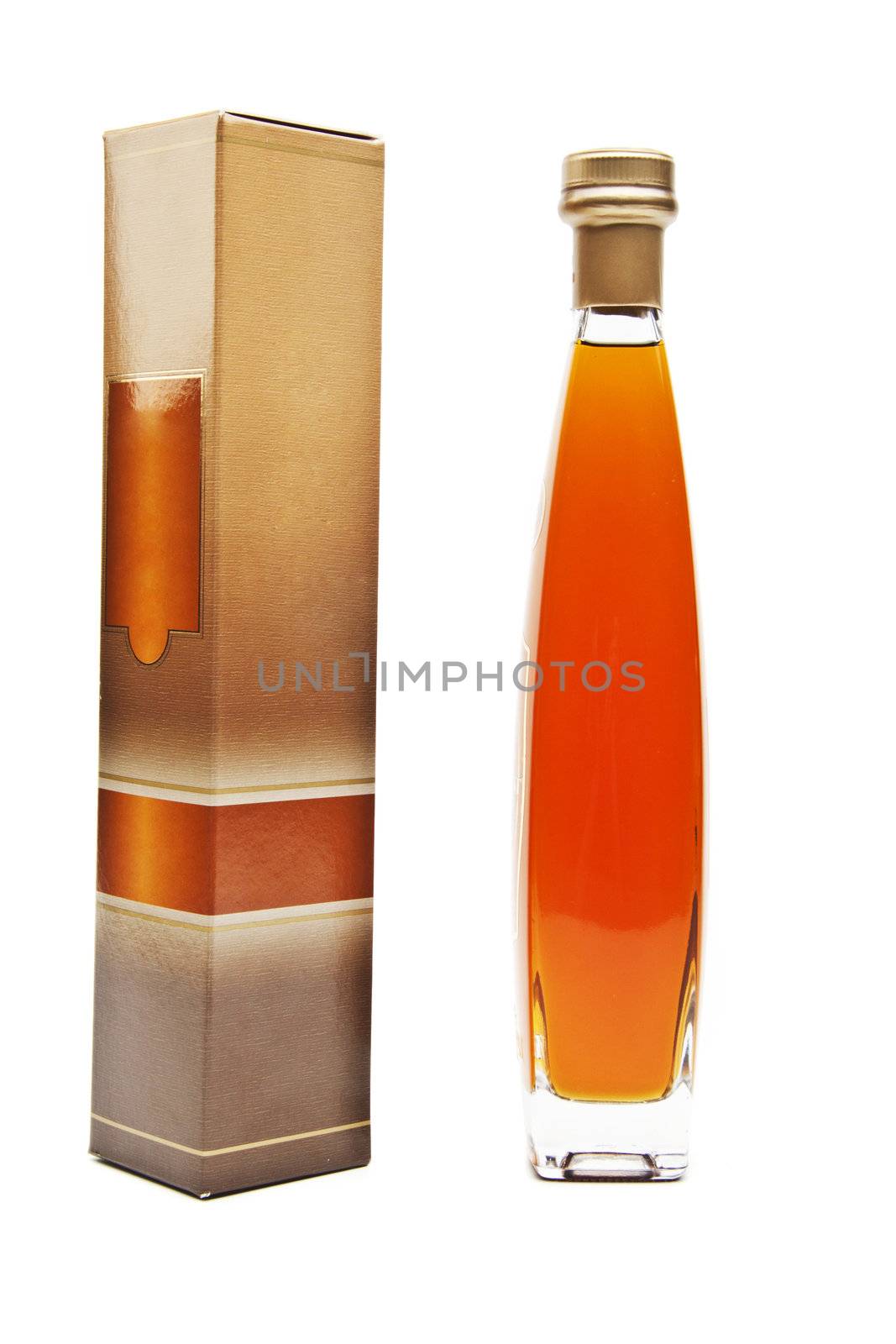 Cognac in bottle without labels