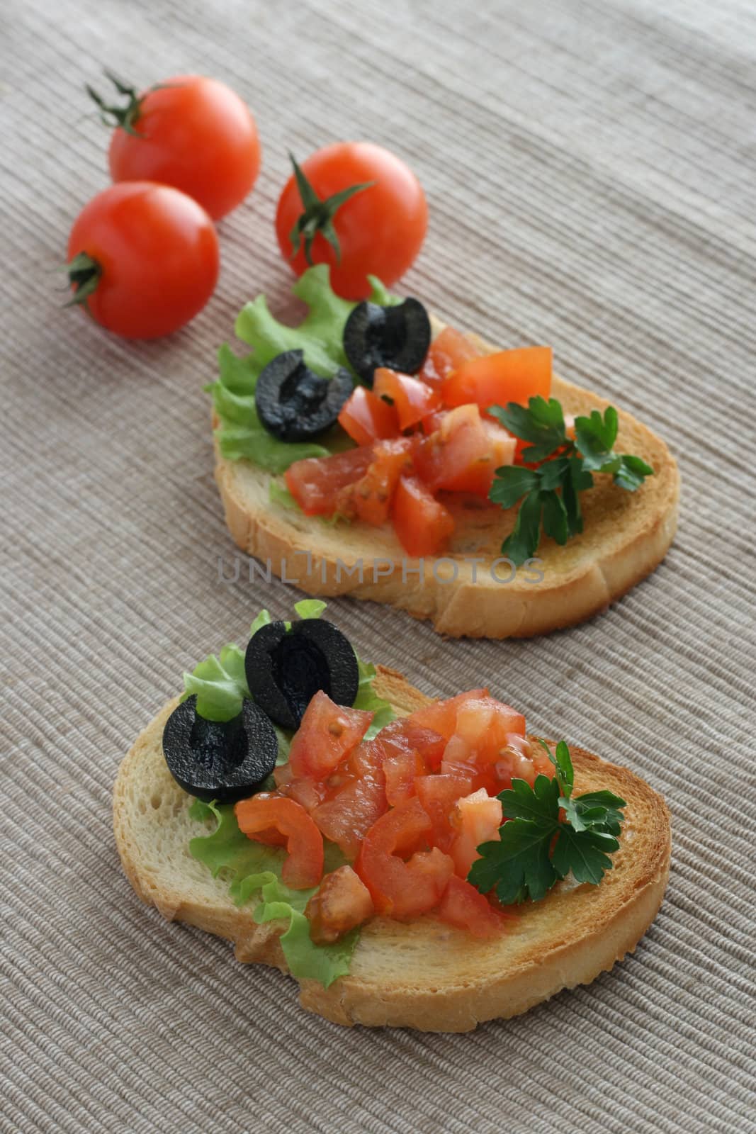 Canape with tomato