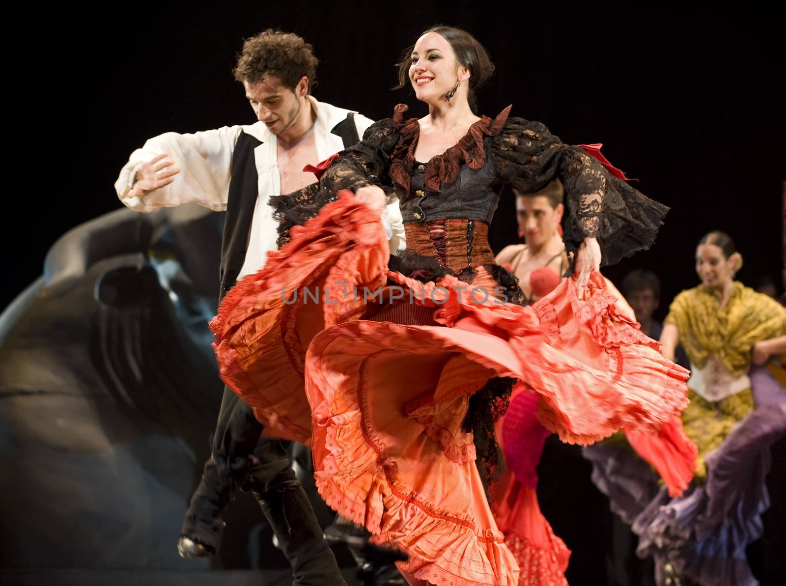 CHENGDU - DEC 28: The Ballet Troupe of Spanish Rafael Aguilar(Ballet Teatro Espanol de Rafael Aguilar) perform the best Flamenco Dance Drama "Carmen" at JINCHEN theater DEC 28, 2008 in Chengdu, China.
