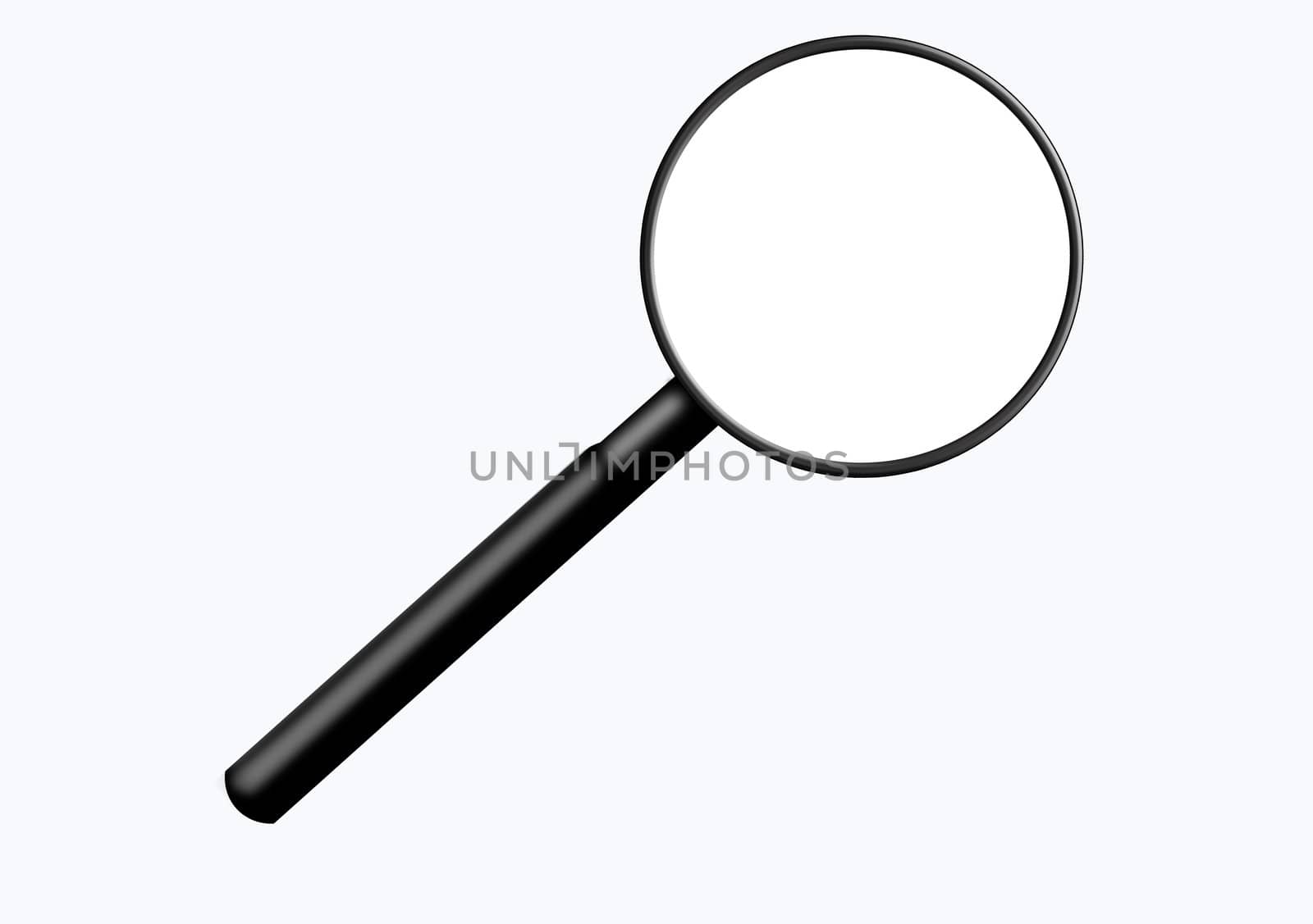 Illustration of a magnifying glass over white background