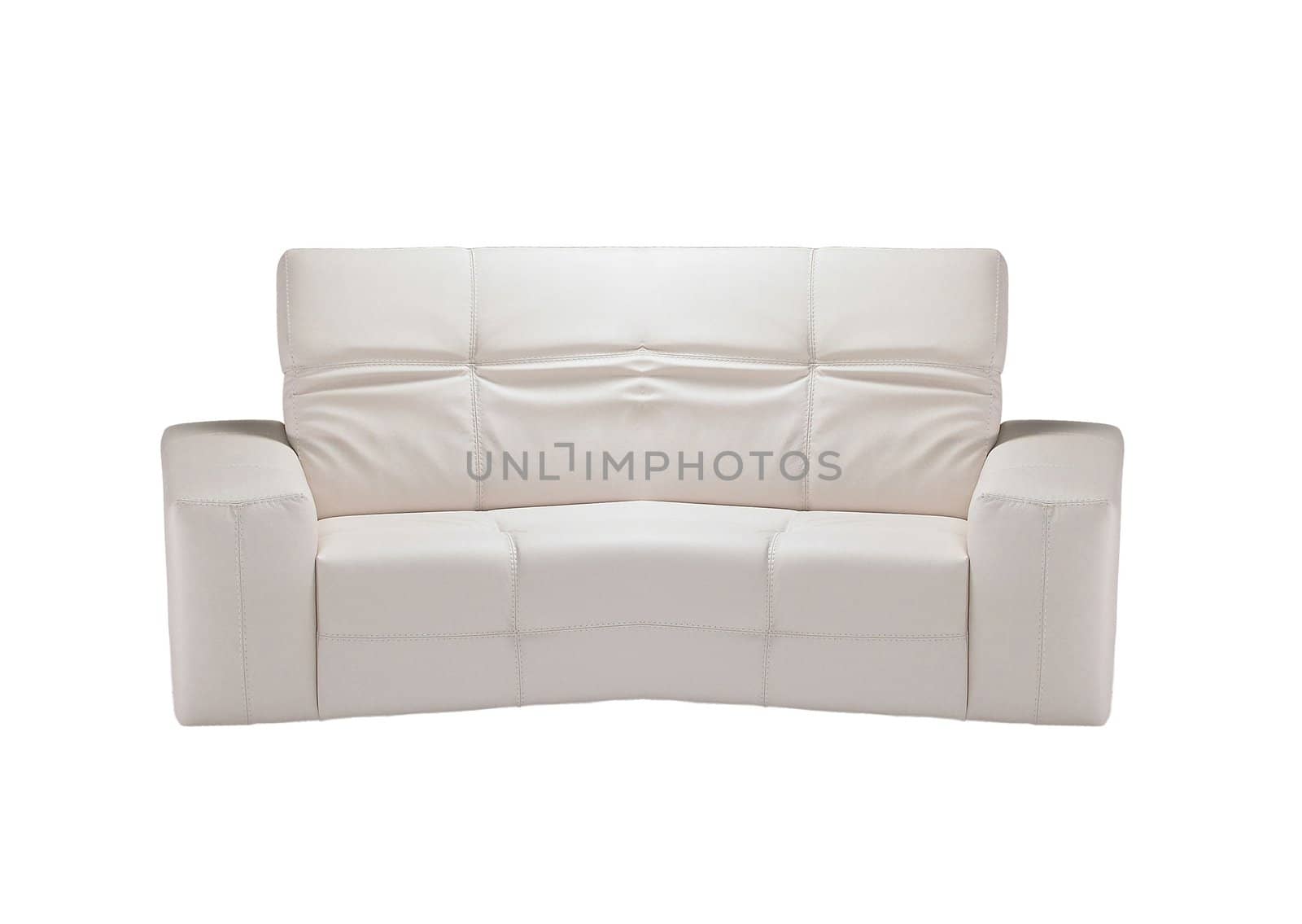 Image of a modern white leather sofa isolated