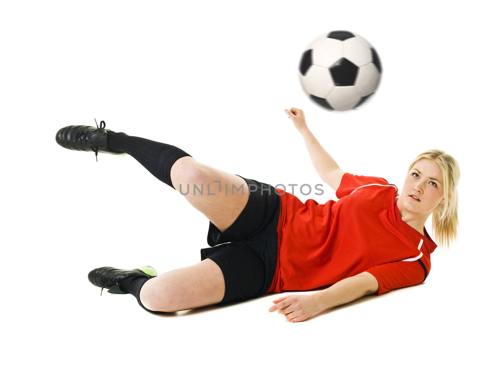 Soccer Woman isolated on white background