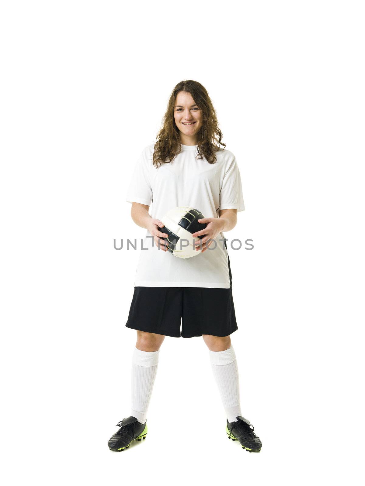 Soccer Woman isolated on white background