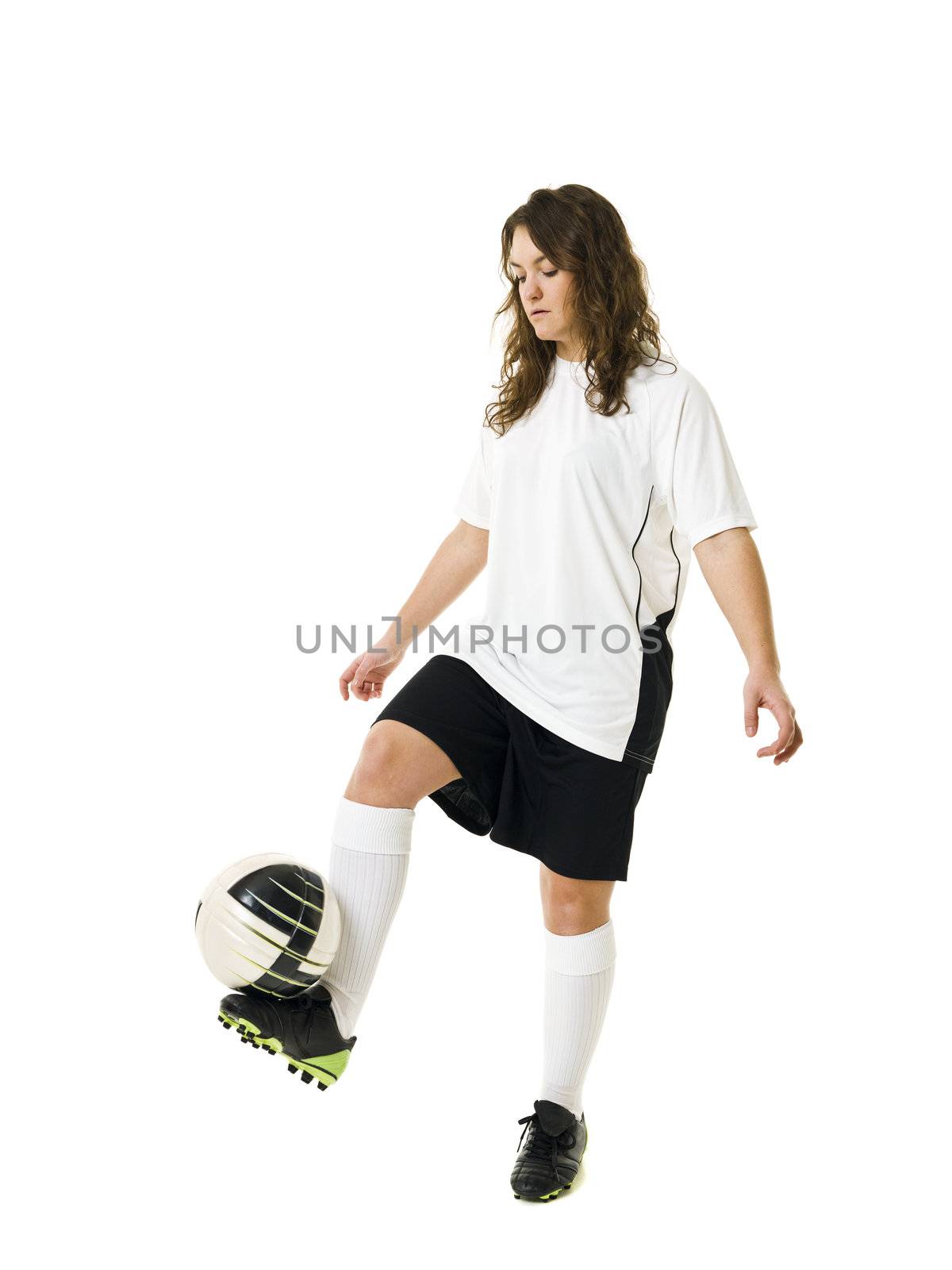 Soccer Woman isolated on white background