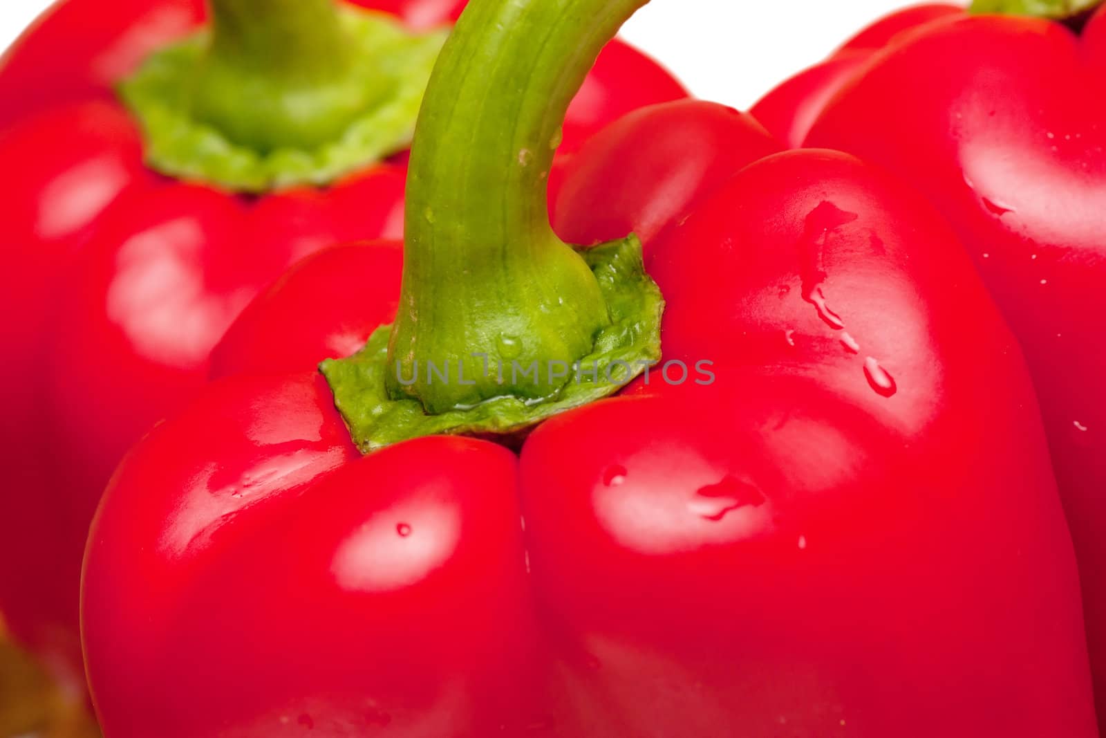 Macro view of sweet red peppers