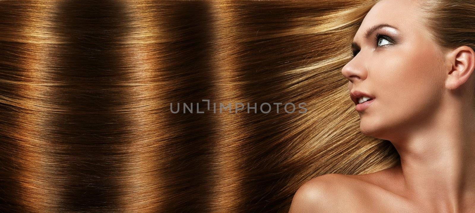 Caucasian woman with long beautiful hair by rufatjumali