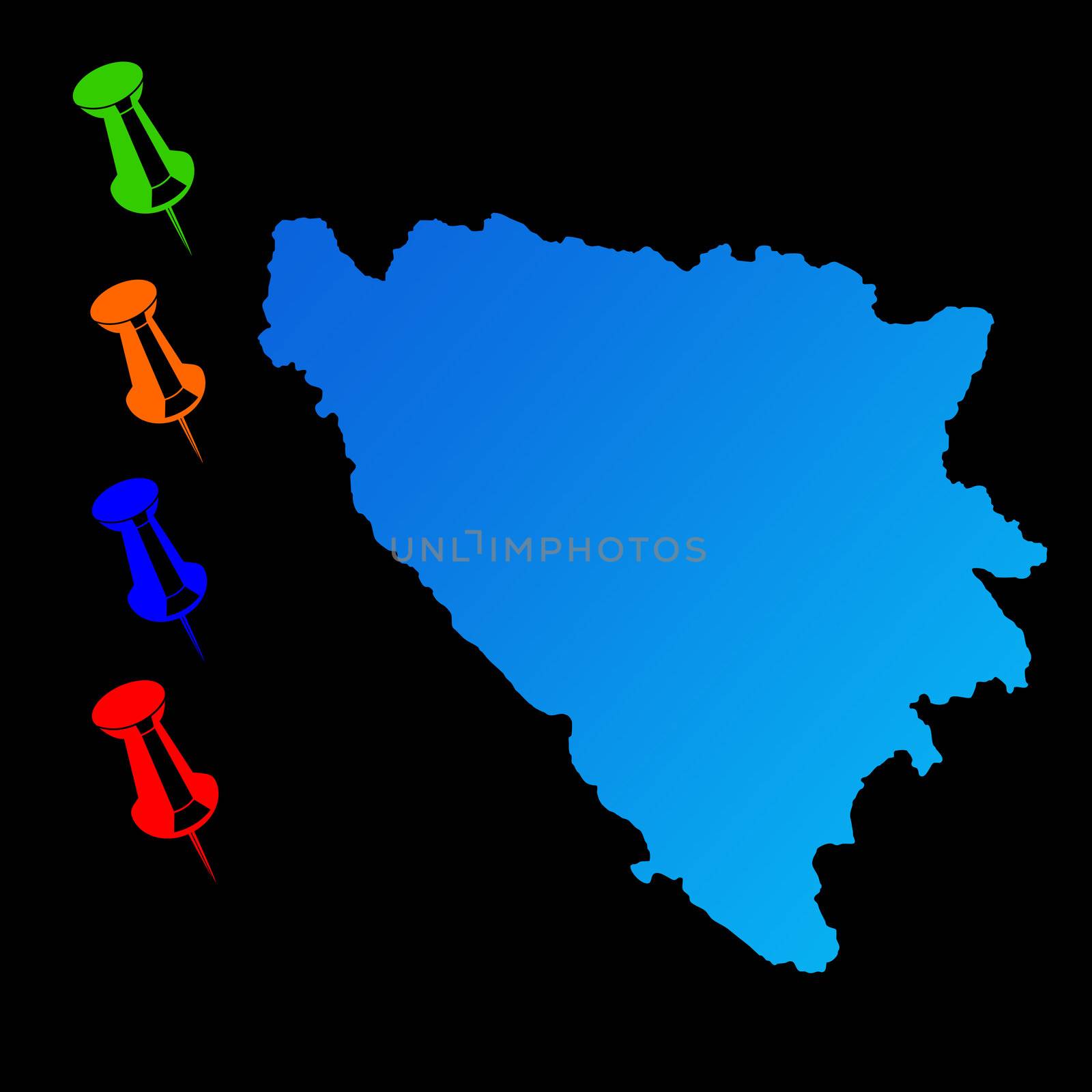 Bosnia and Herzegovina travel map by speedfighter