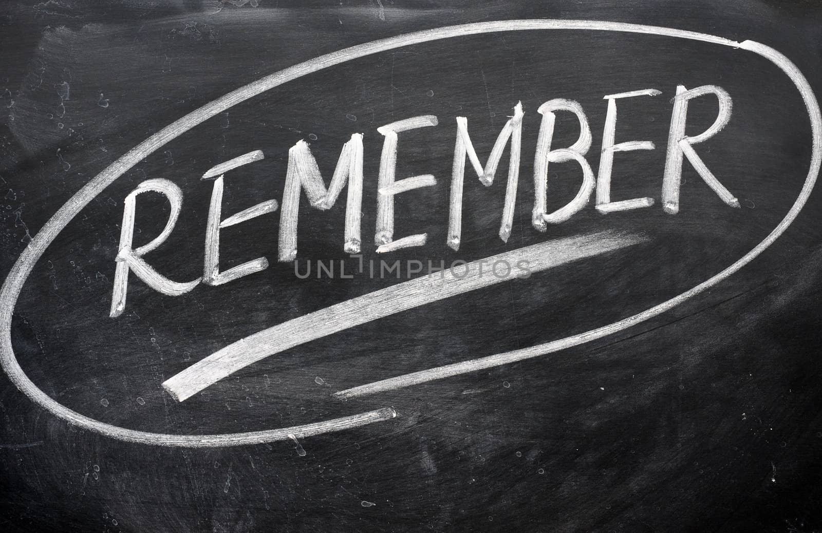 Remember word written with chalk on a blackboard