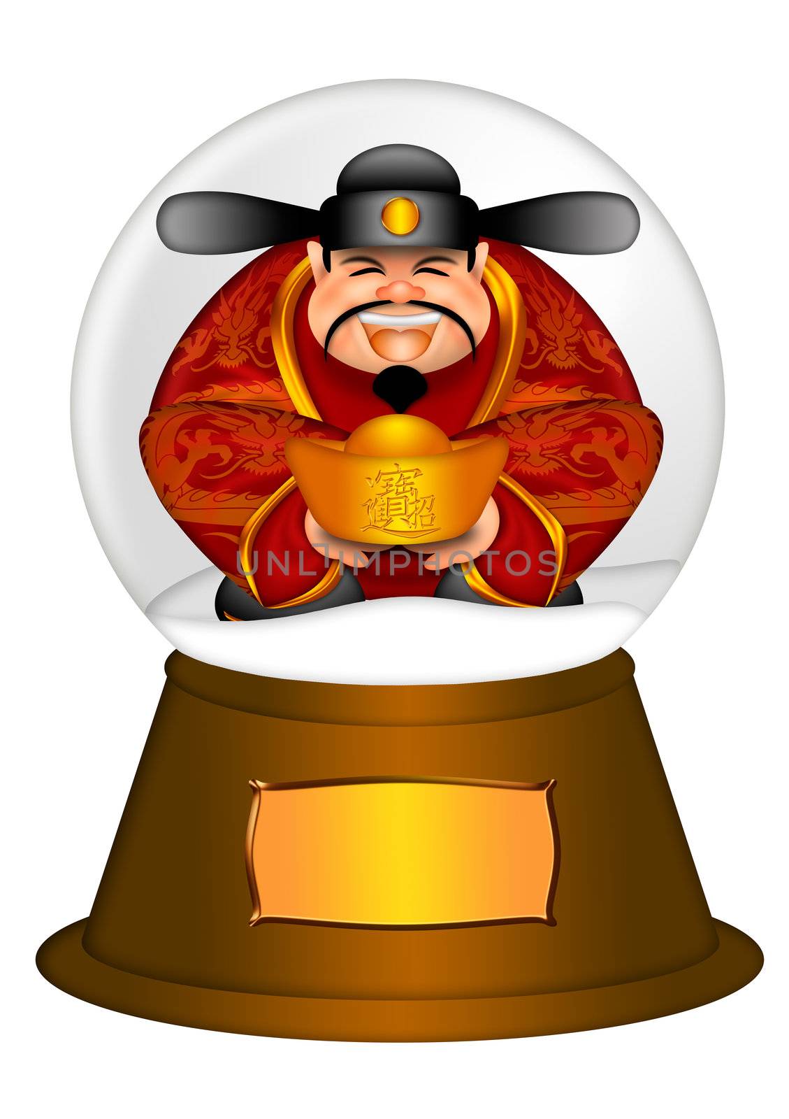 Chinese Money God in Water Snow Globe by jpldesigns