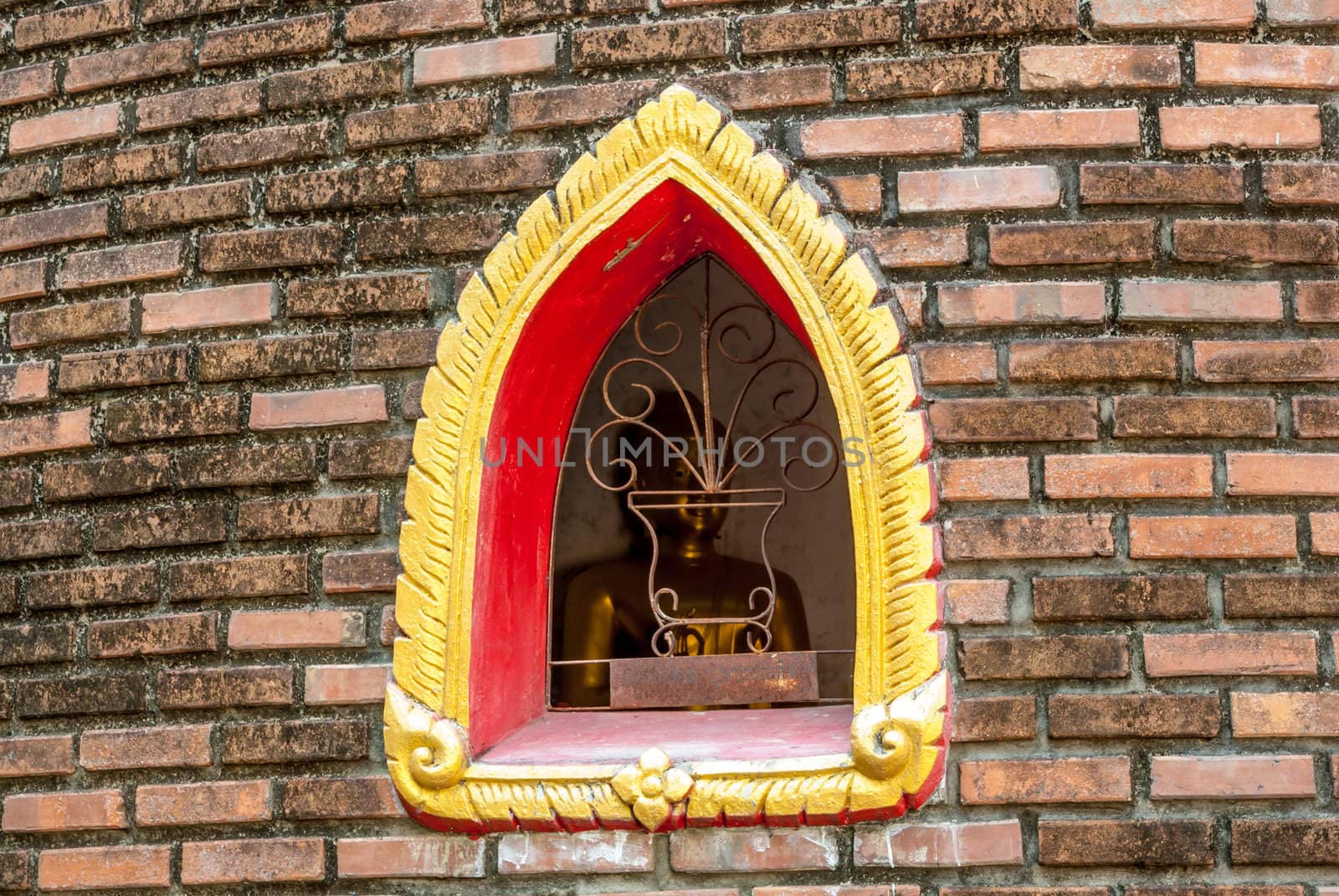 This picture shows the view point of Buddhism. The contemporary Buddhist monastery which imitate Lanna cultural Buddhism architecture style is about 60 years old place at Wat Pha Chareon Tham at San Pha tong district in Chiangmai province, Thailand. This picture would like to point how desire to reach and enlighten on the way of Buddhism religious.