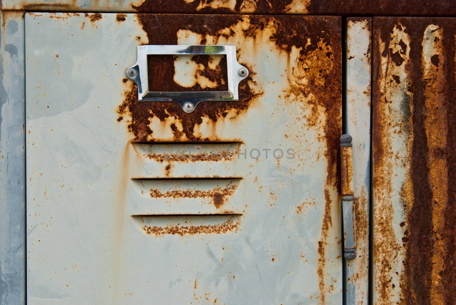 Old rusty metal lockers background
