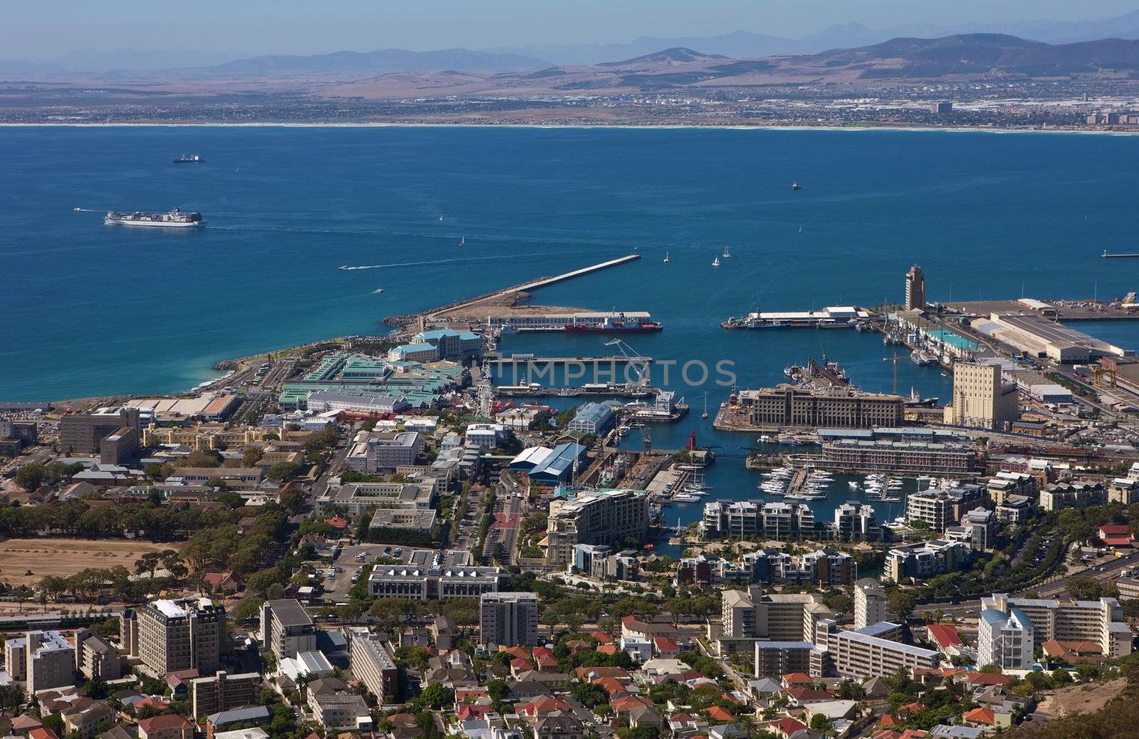 Cape Town, V&A Waterfront arial view by johanelzenga