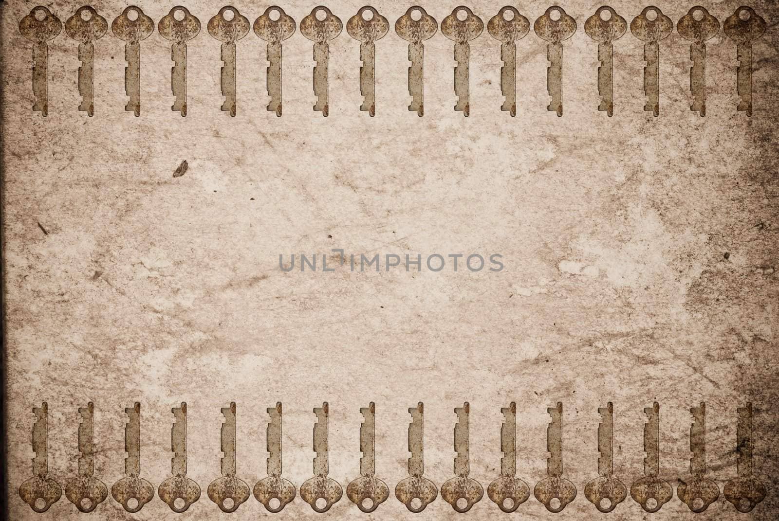 Rusty keys on old paper background by sasilsolutions