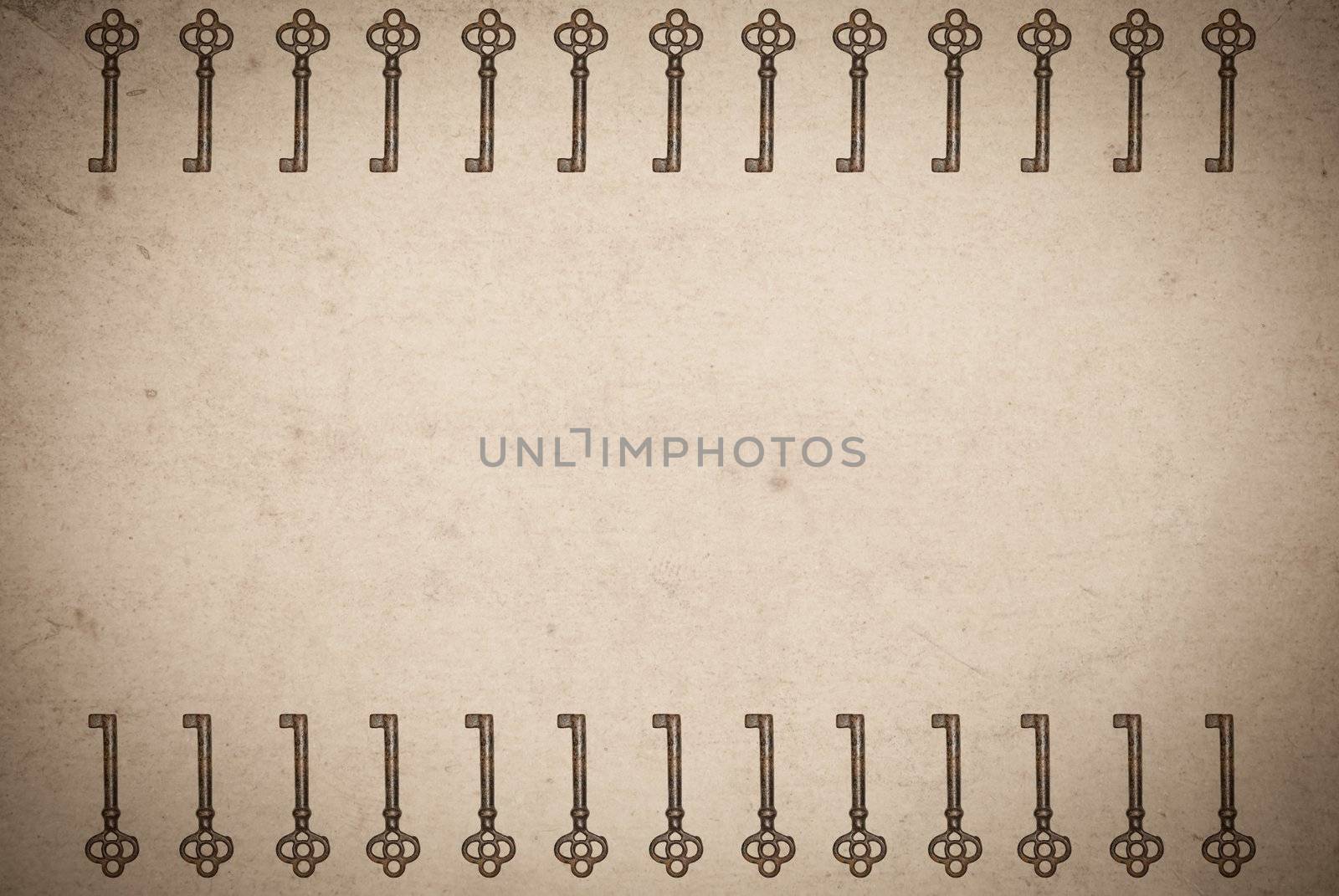 Rusty keys on old paper background by sasilsolutions