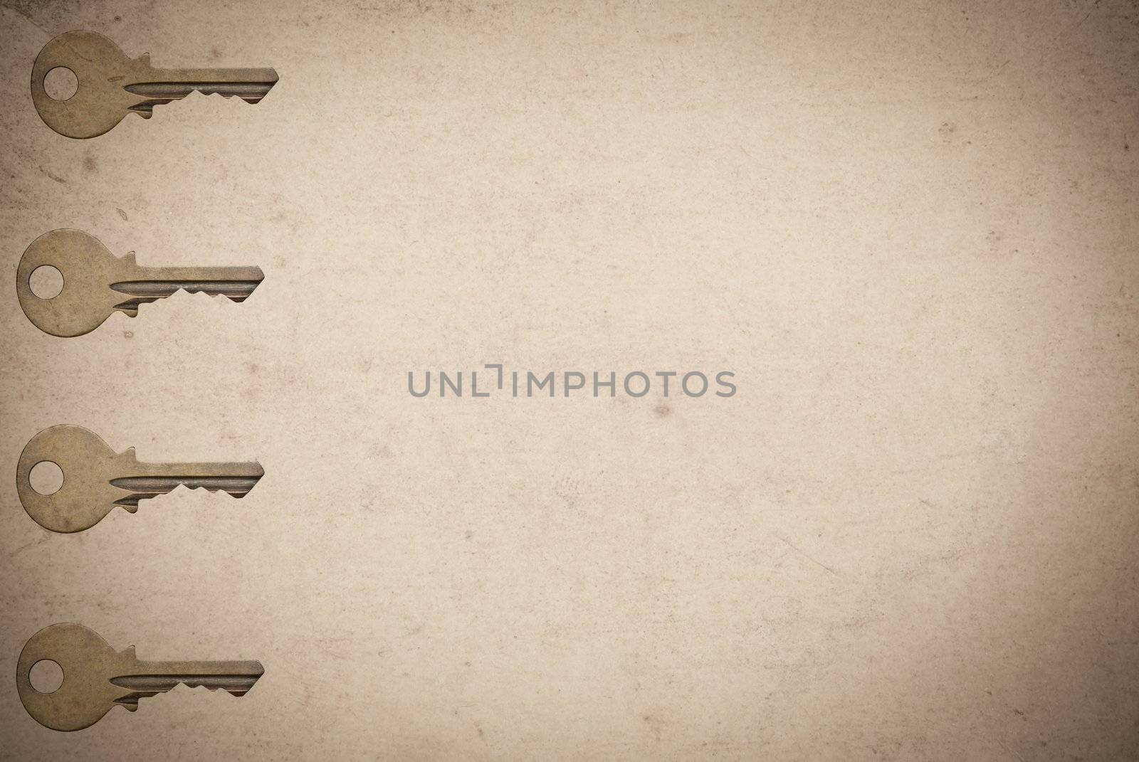 Rusty keys on old paper background by sasilsolutions