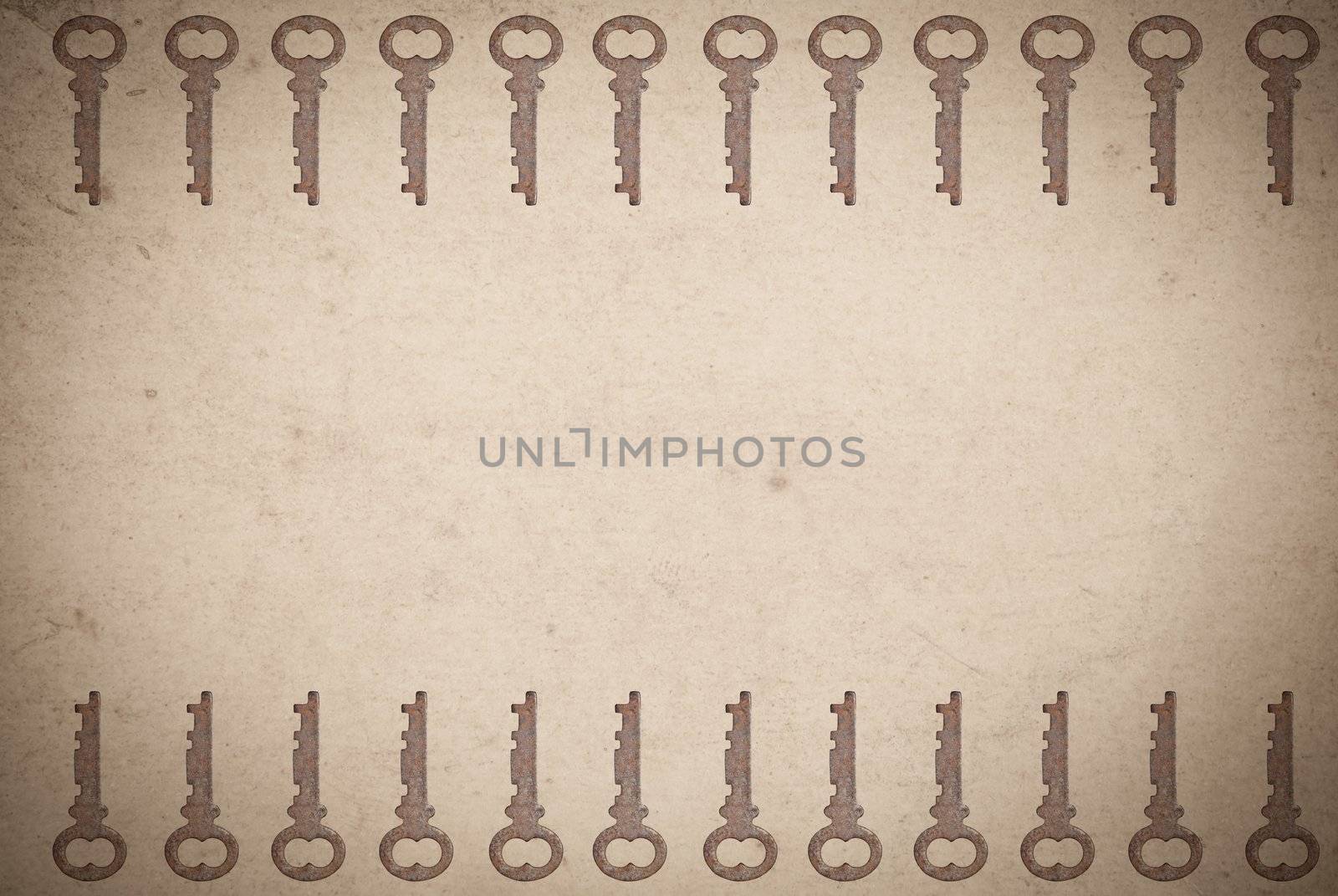 Rusty keys on old paper background by sasilsolutions