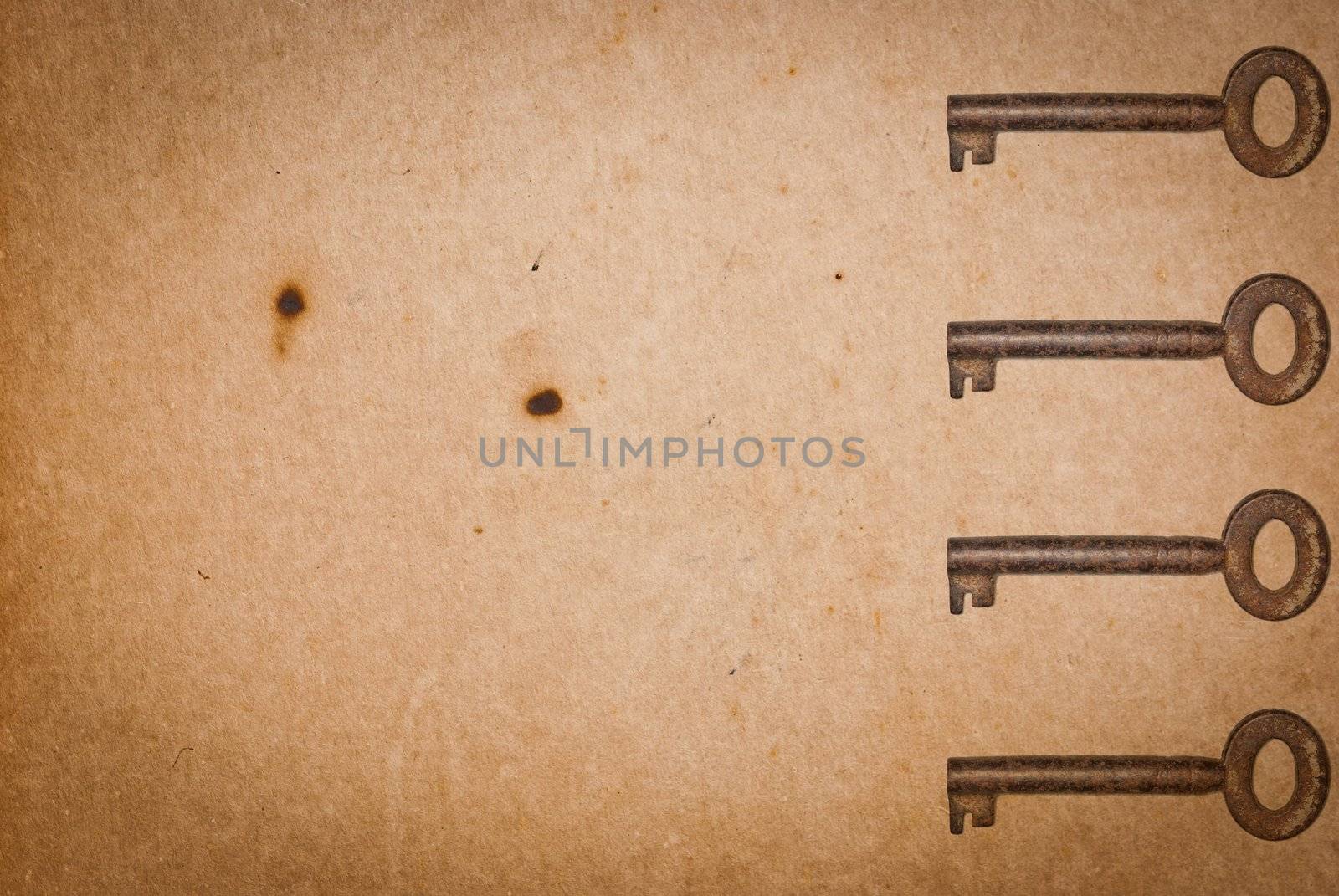 Rusty keys on old paper background by sasilsolutions