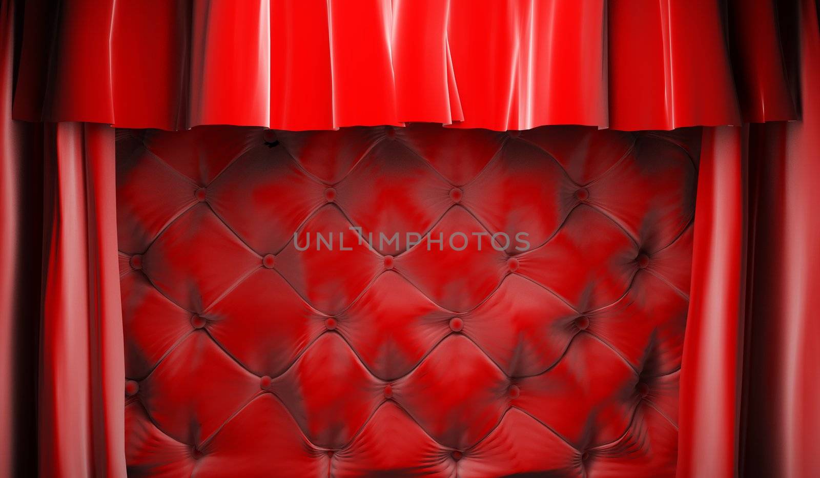 red fabric curtain on stage